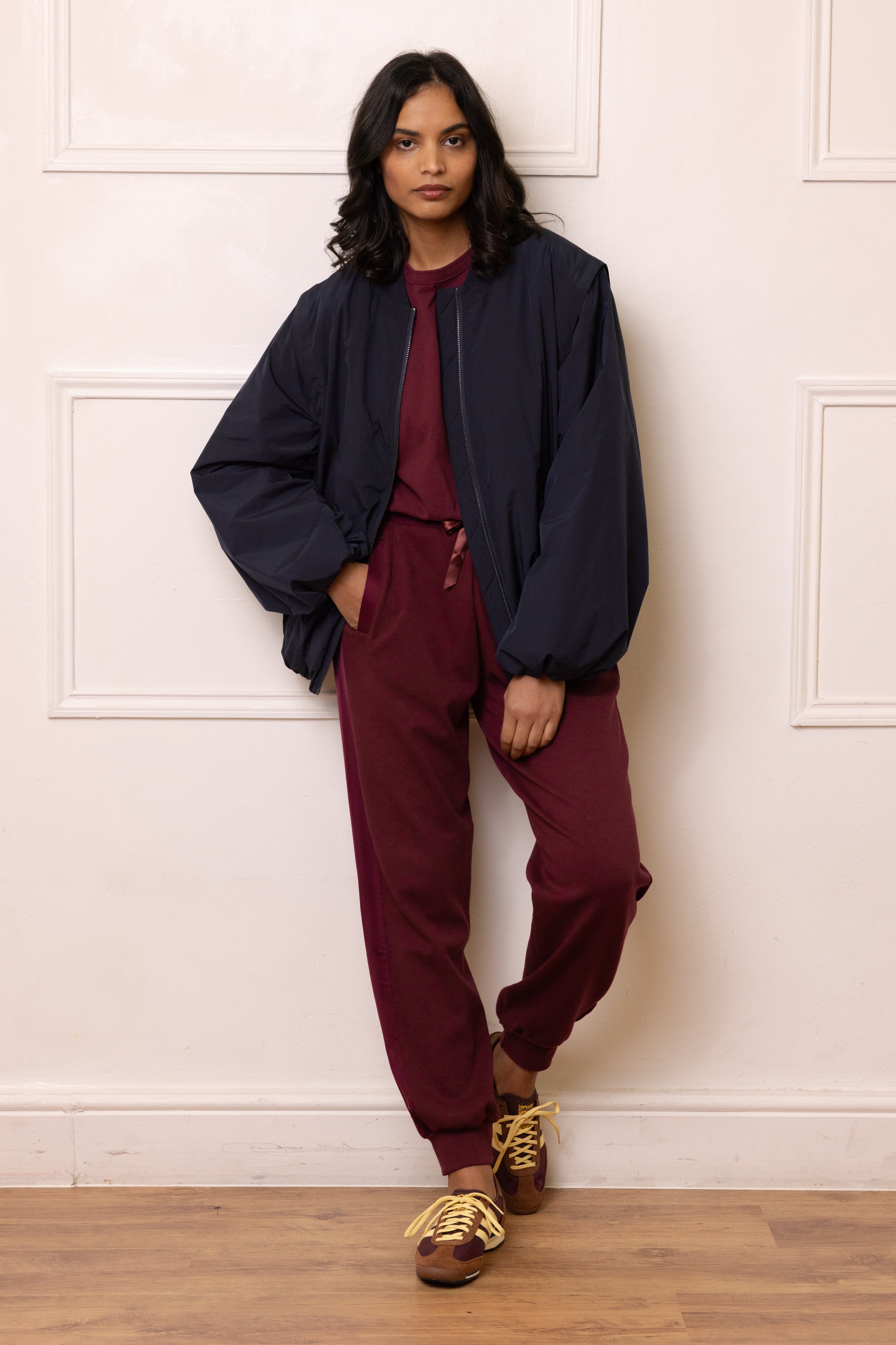 Perfect Side Stripe Joggers - Dark Cherry