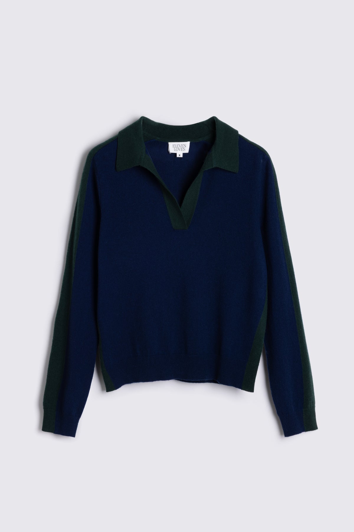 Tria Notch Collar Cashmere Blend Jumper - Navy