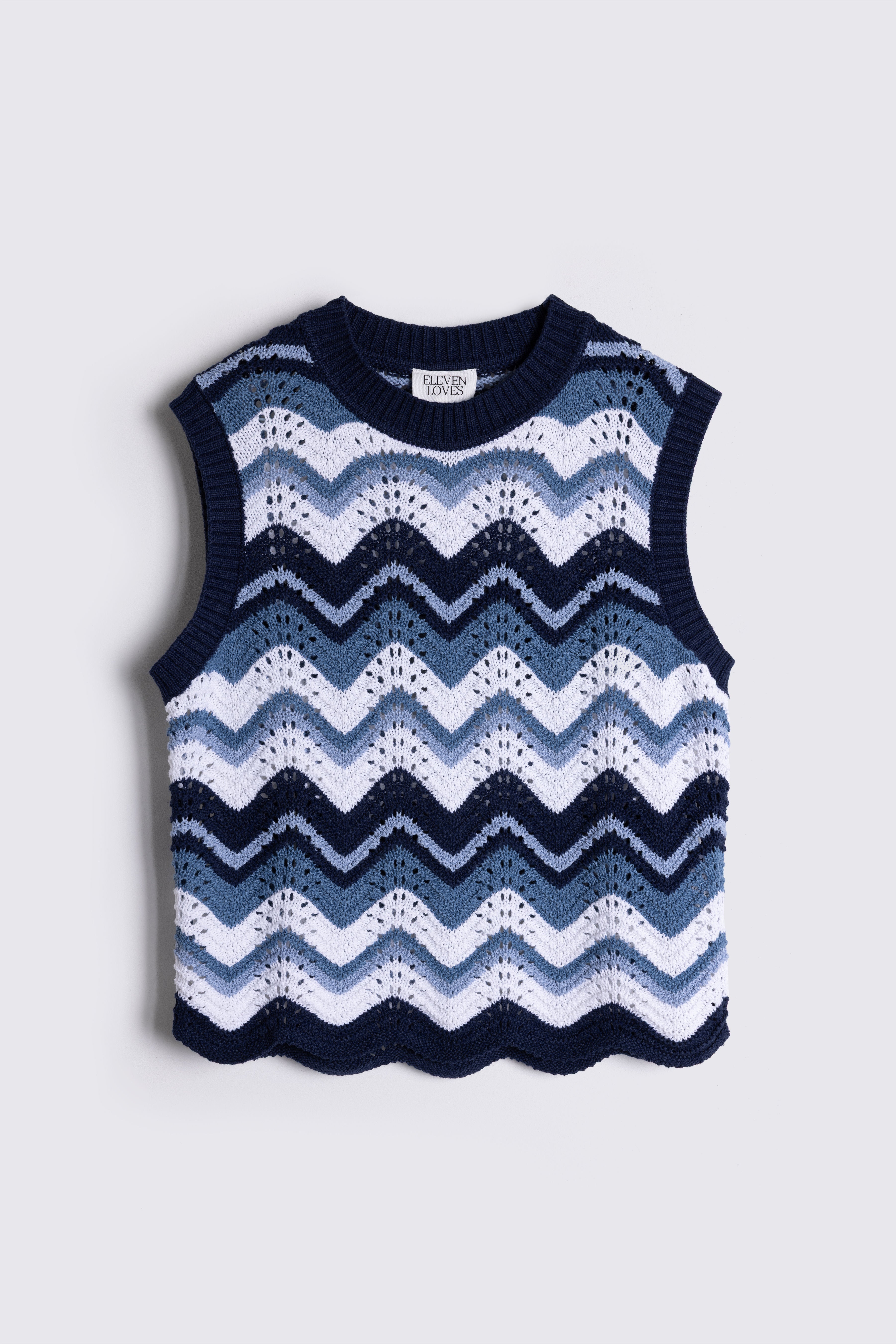 Oceana Pointelle Tank - Blue Stripe - Eleven Loves
