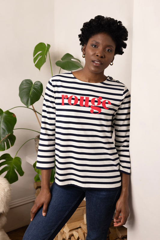 ROUGE JESSICA STRIPE T-SHIRT (NAVY/IVORY)