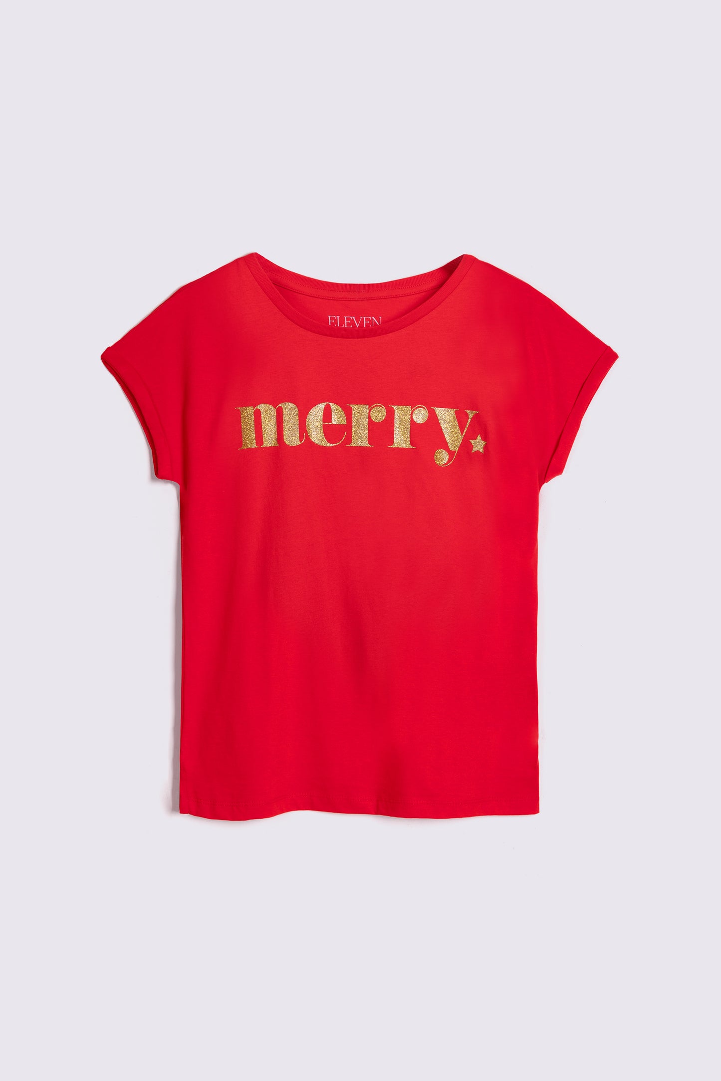 Merry Perfect Roll Sleeve T-Shirt (Red)