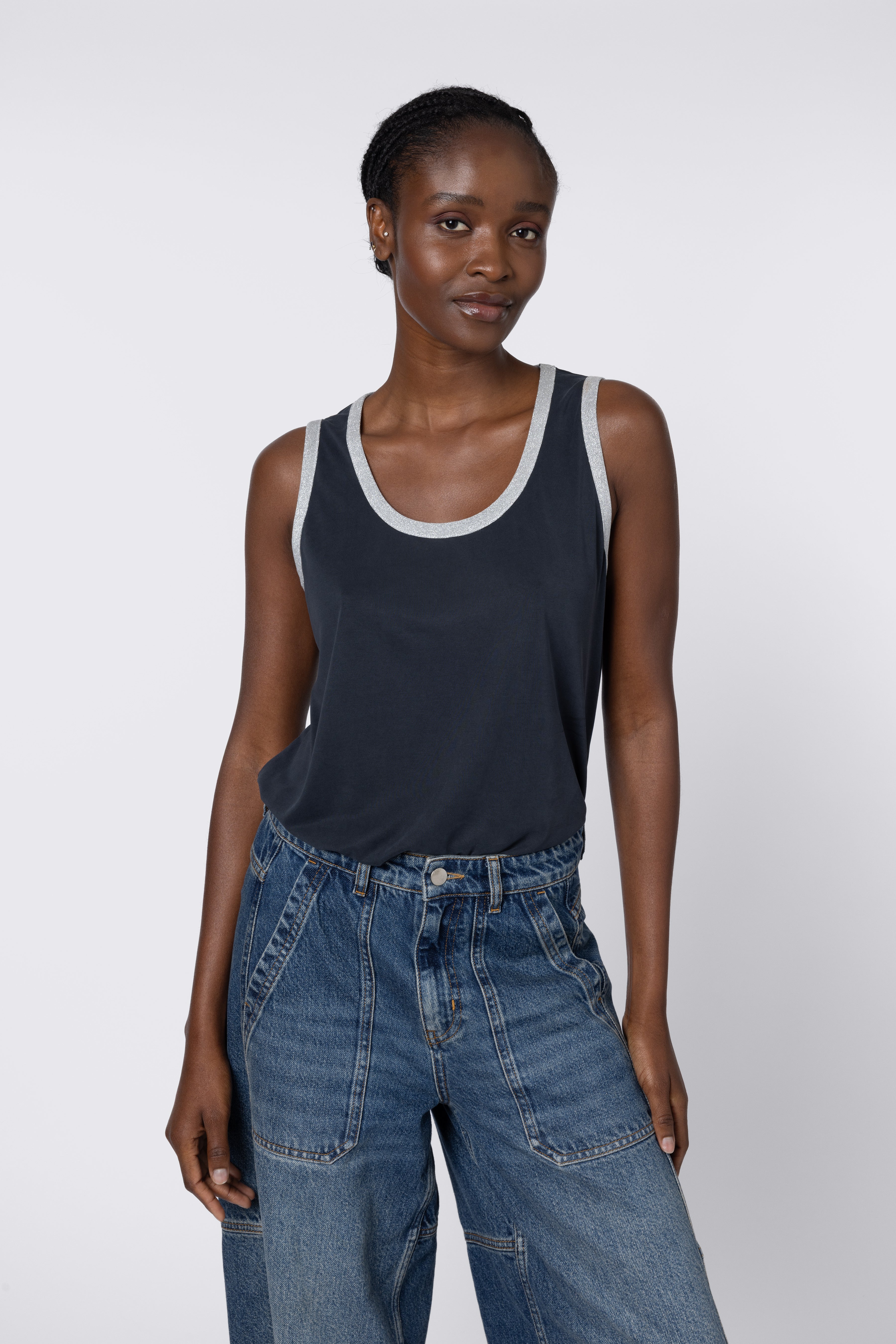 Chloe Vest - Washed Black with Silver