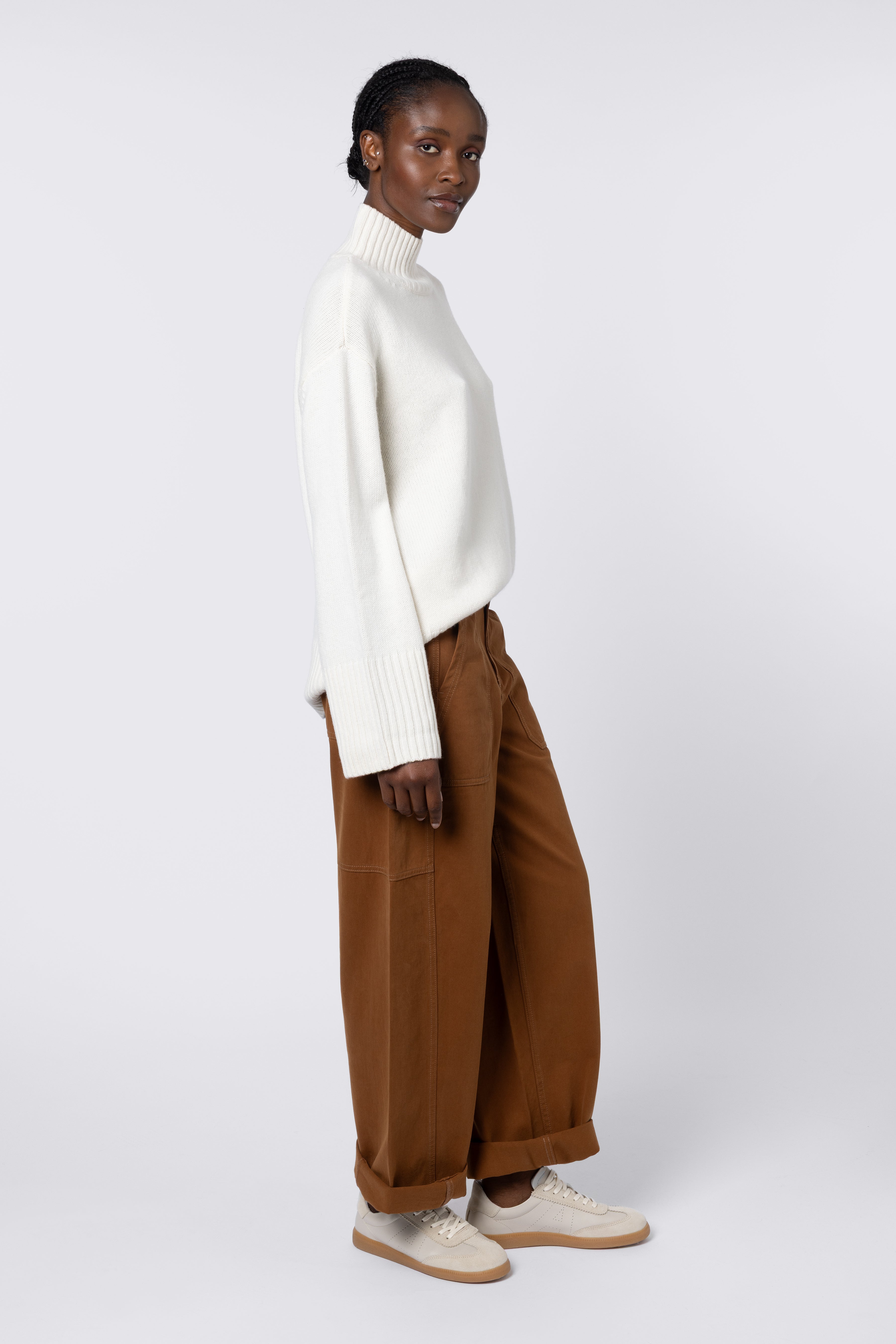 Billie Barrel Leg Trousers - Camel