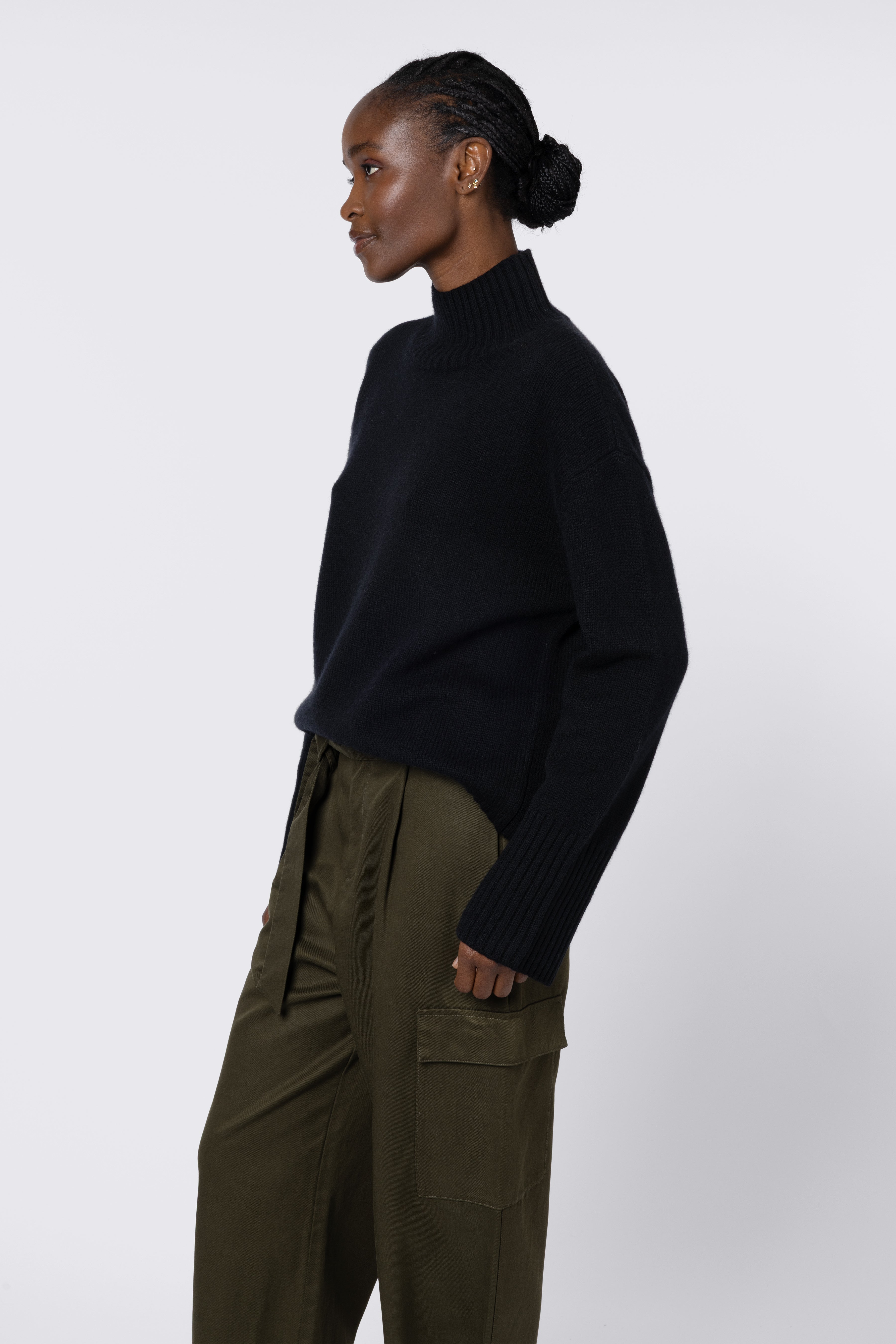 Belle Funnel Neck Jumper - Black