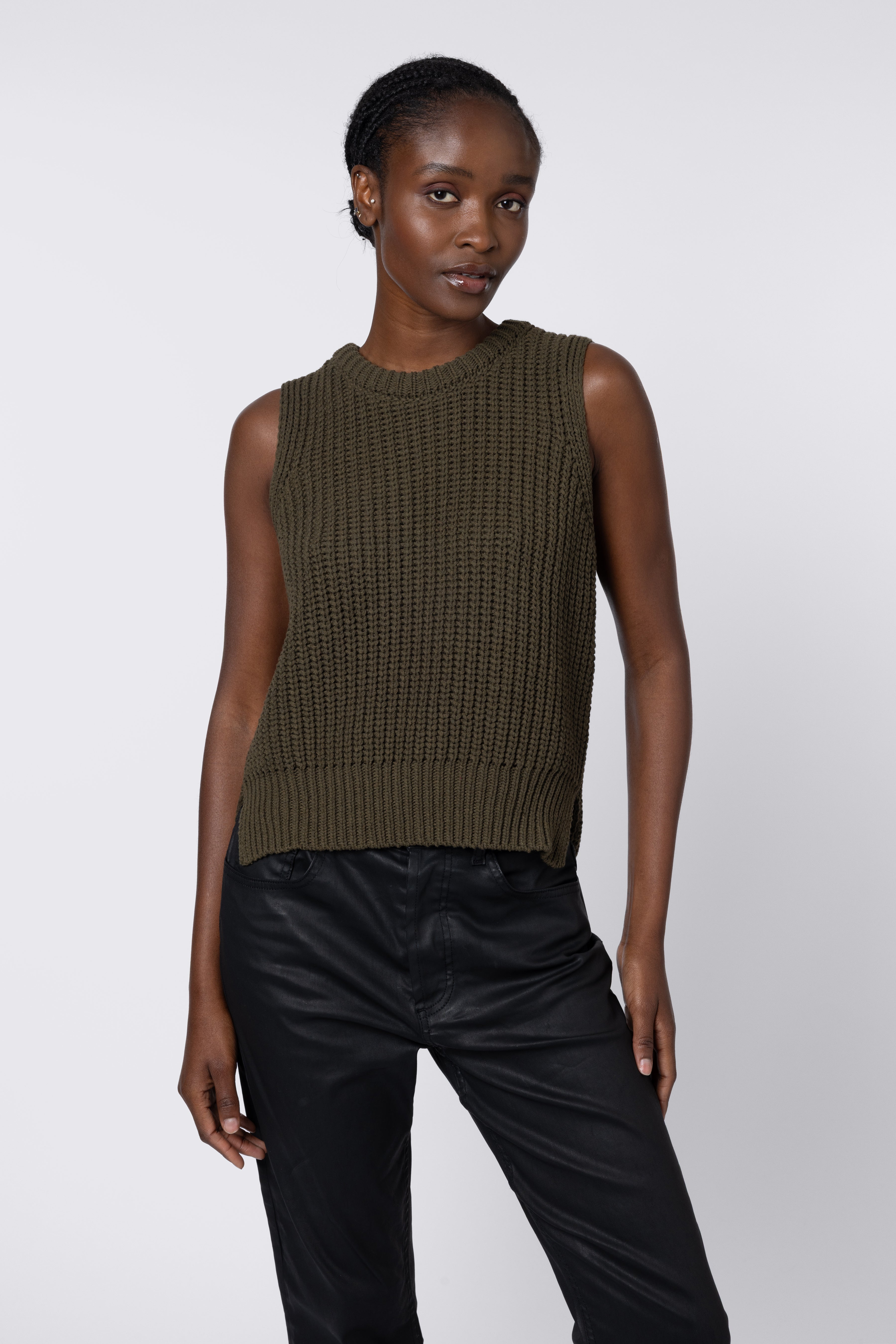 Rebecca Ribbed Tank Top - Olive