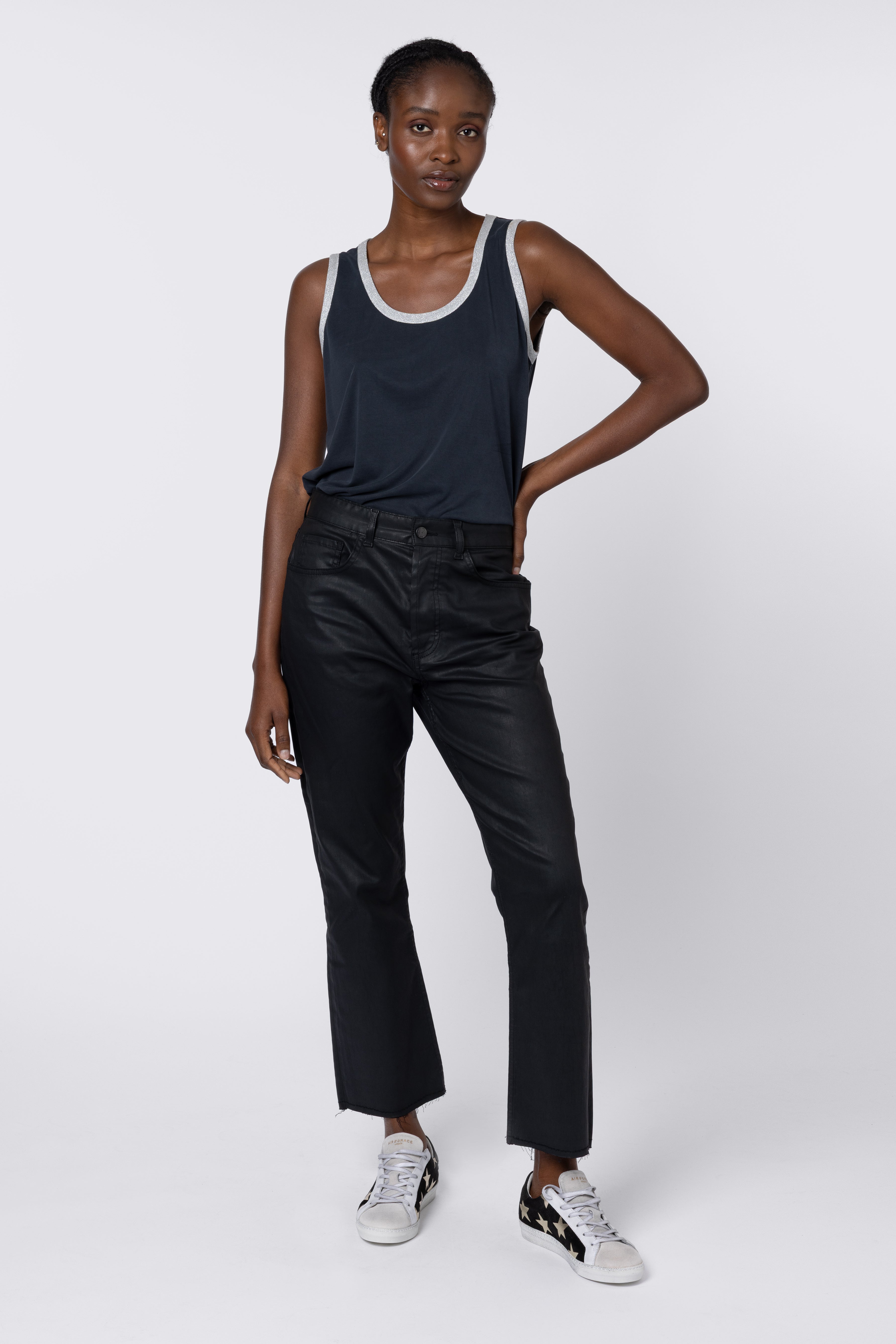 Chloe Vest - Washed Black with Silver