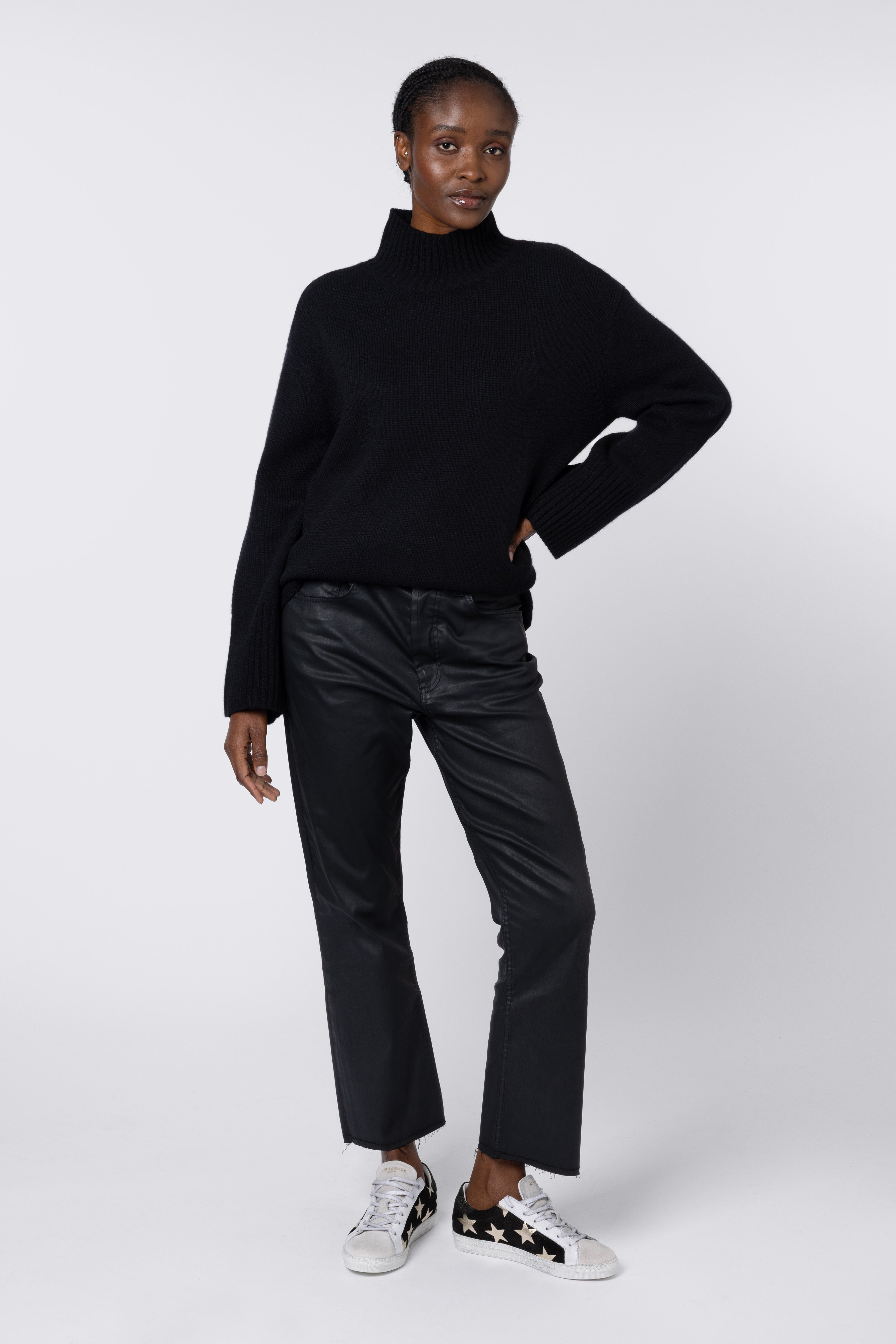 Belle Funnel Neck Jumper - Black
