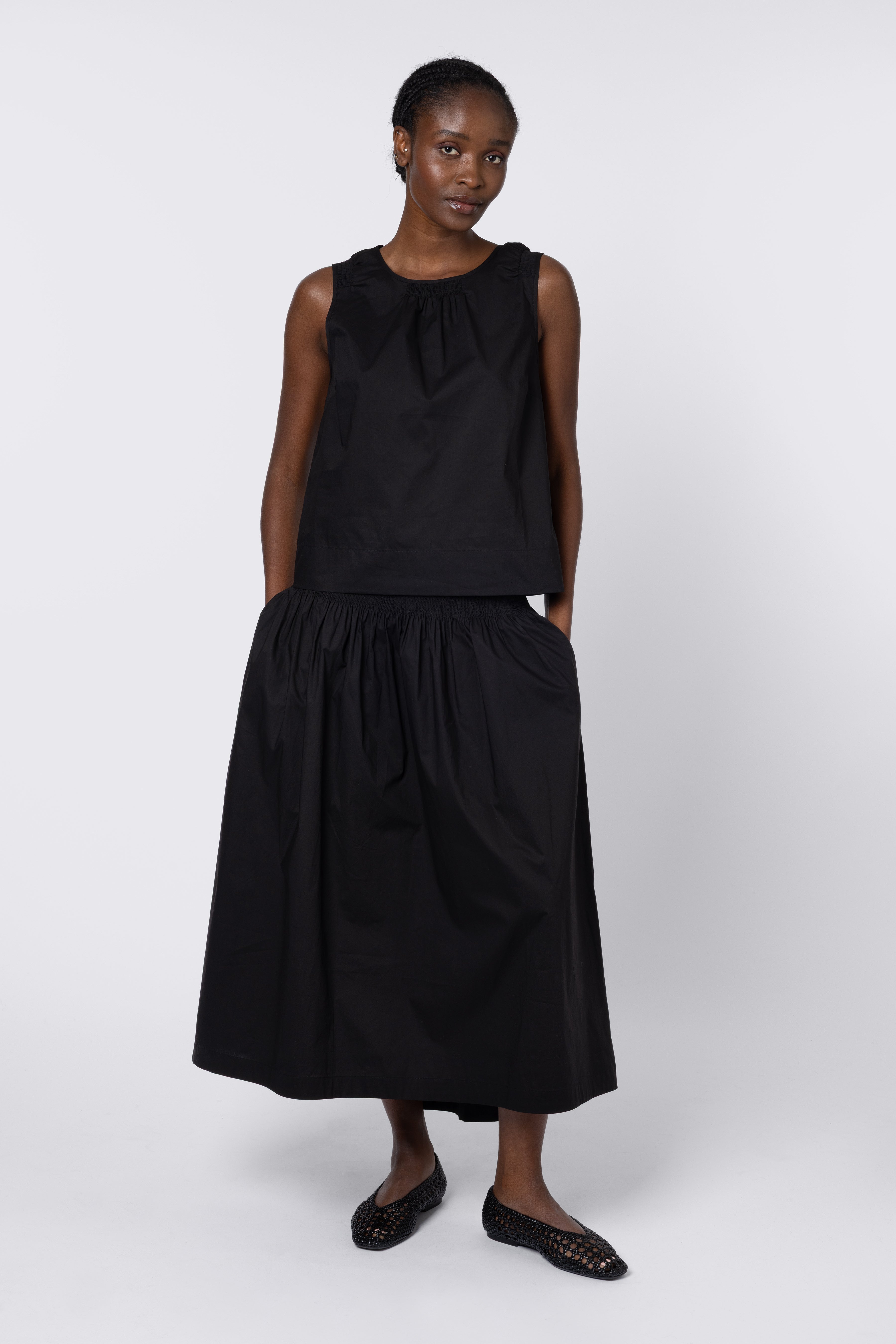 Drew Dip Hem Skirt - Black - Eleven Loves