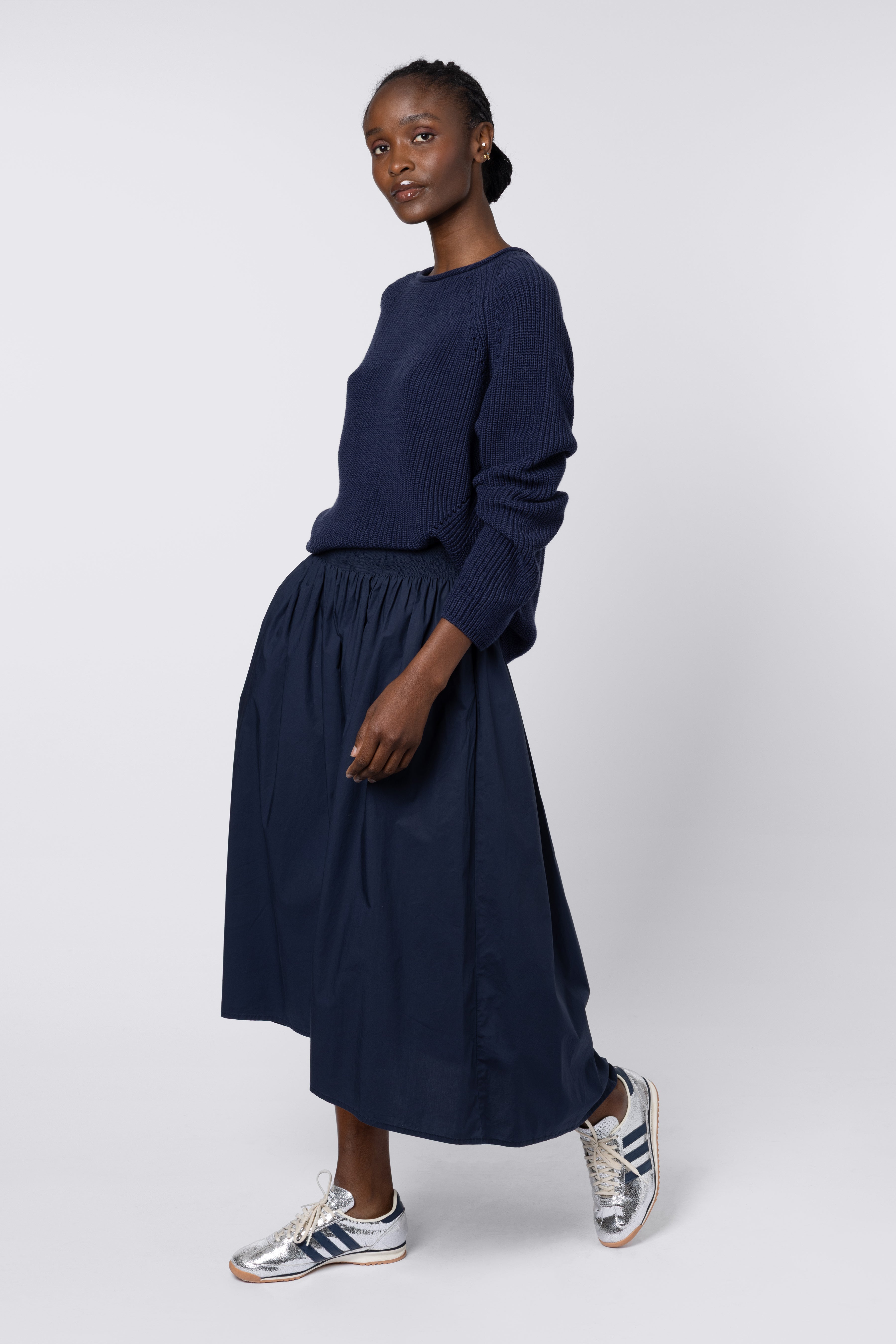 Polly Pointelle Jumper - Navy