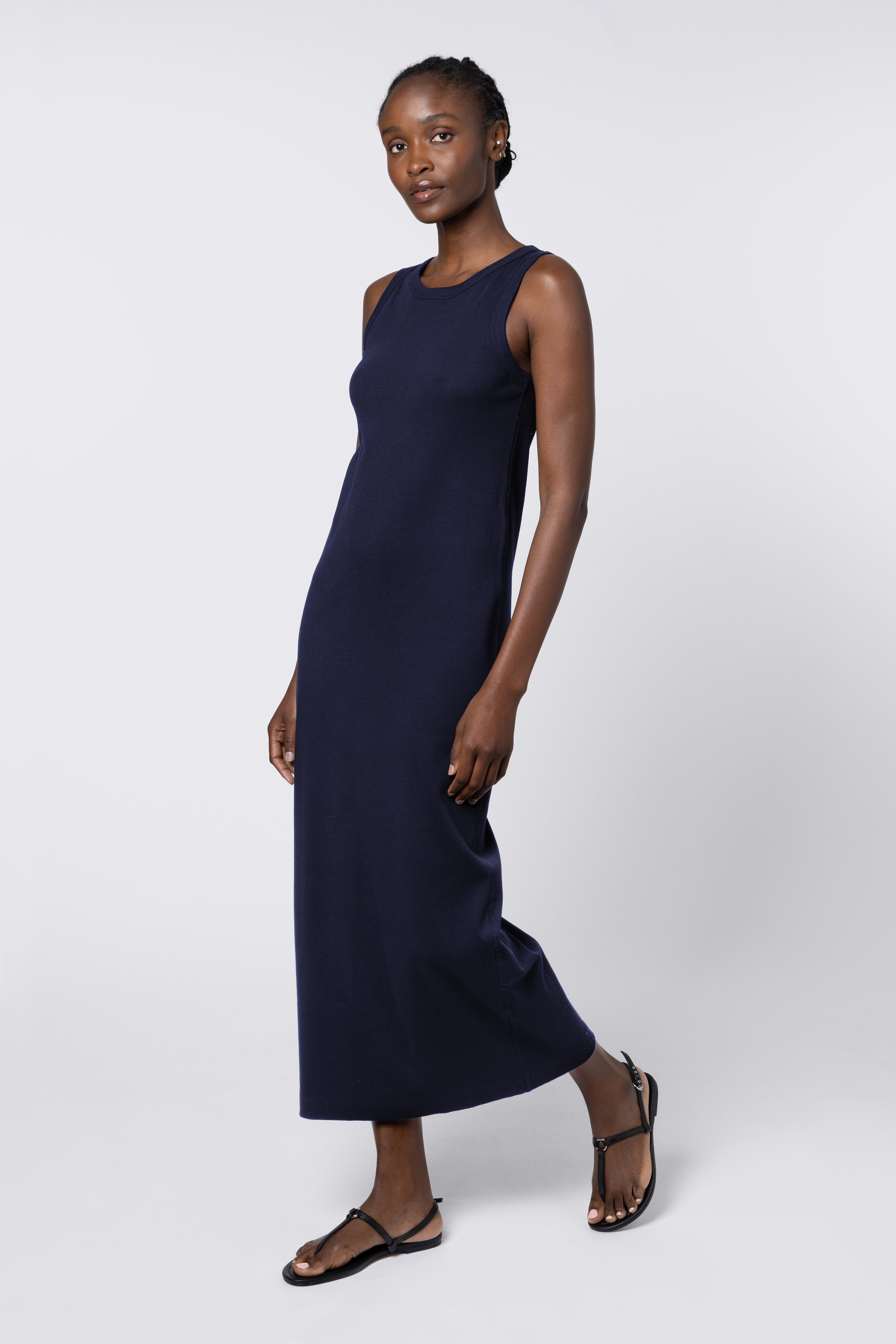 Izzy Ribbed Jersey Dress - Navy
