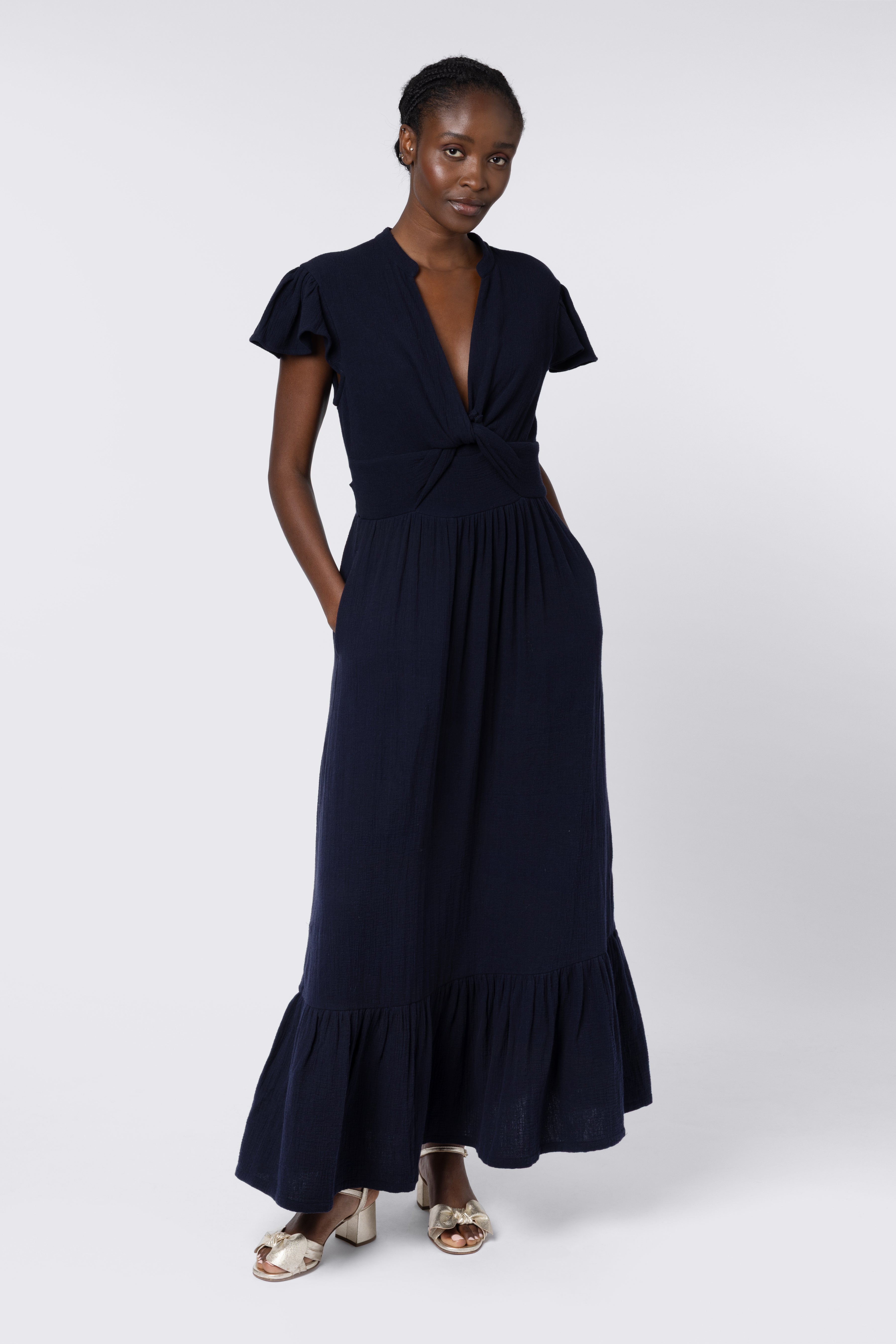 Teagan Twist Front Dress - Navy