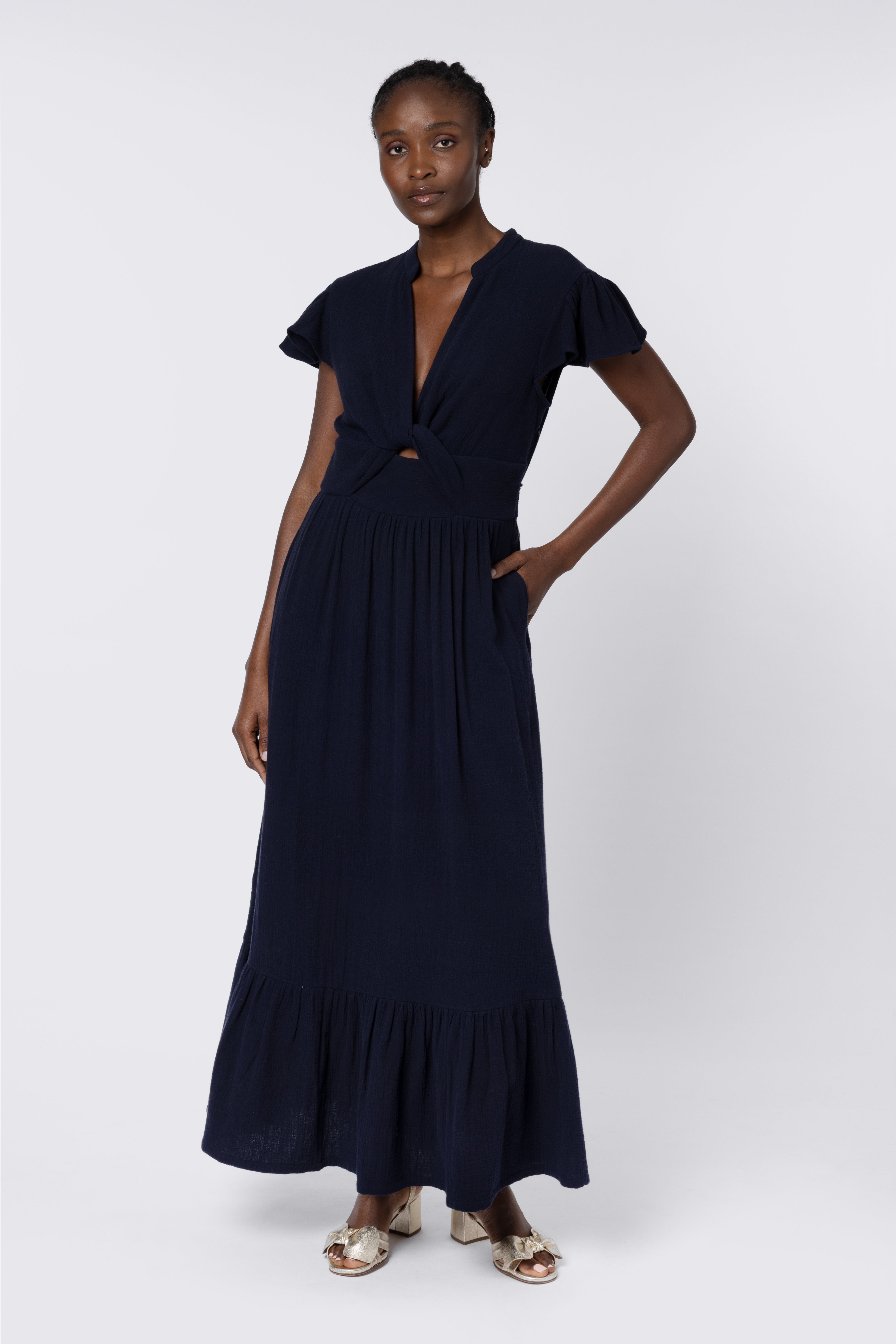Teagan Twist Front Dress - Navy