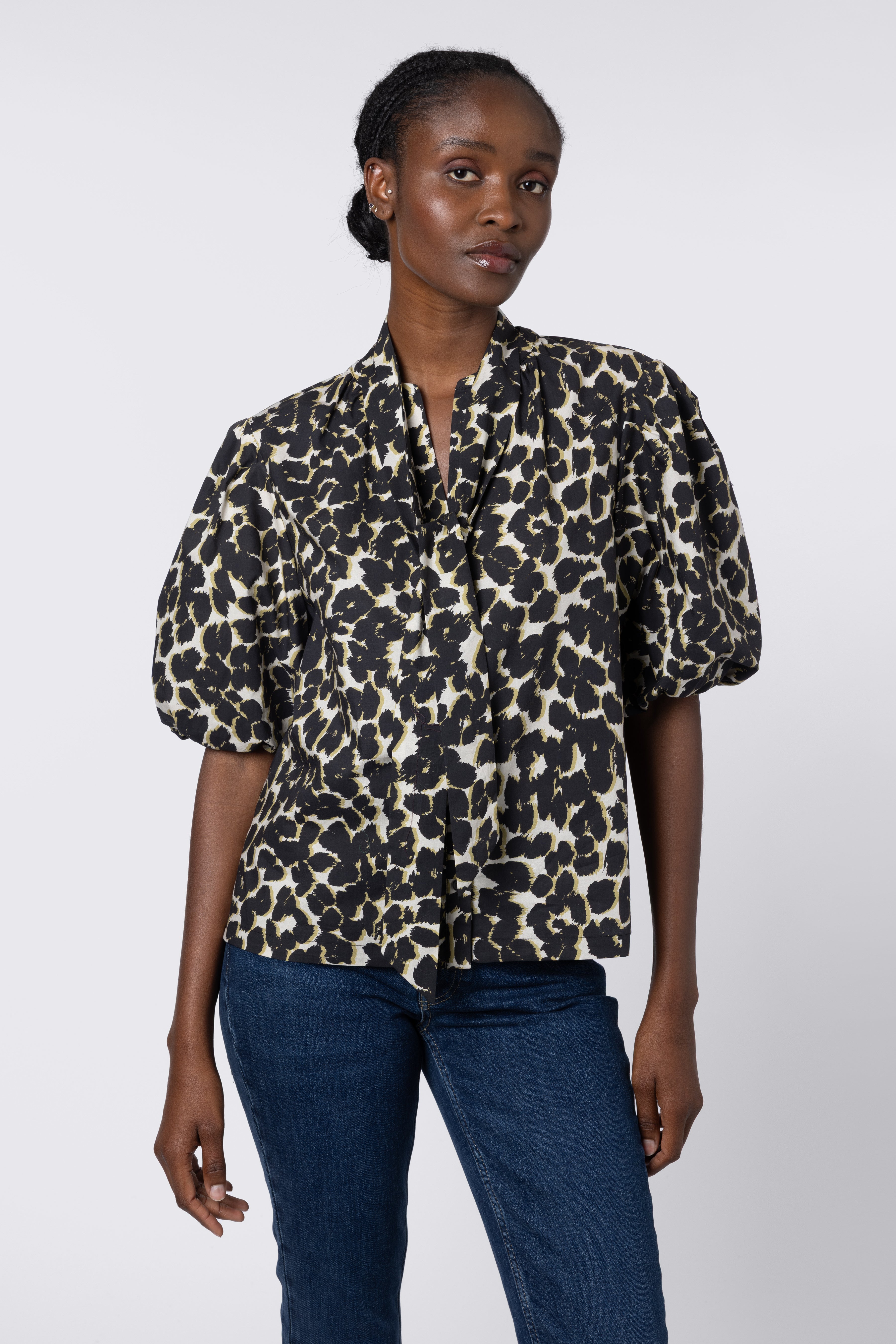 Poppy Puff Sleeve Blouse - Leopard