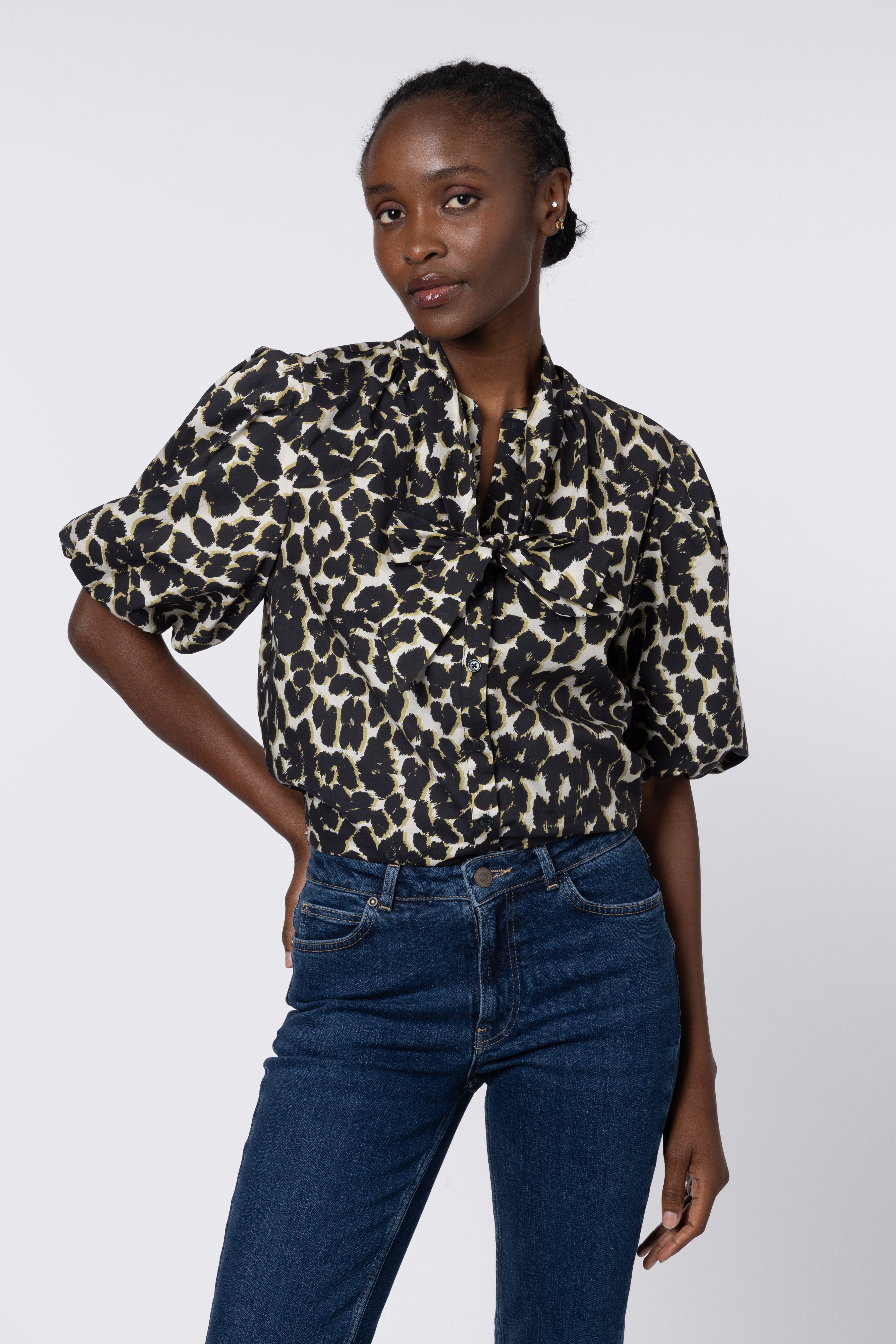 Poppy Puff Sleeve Blouse - Leopard
