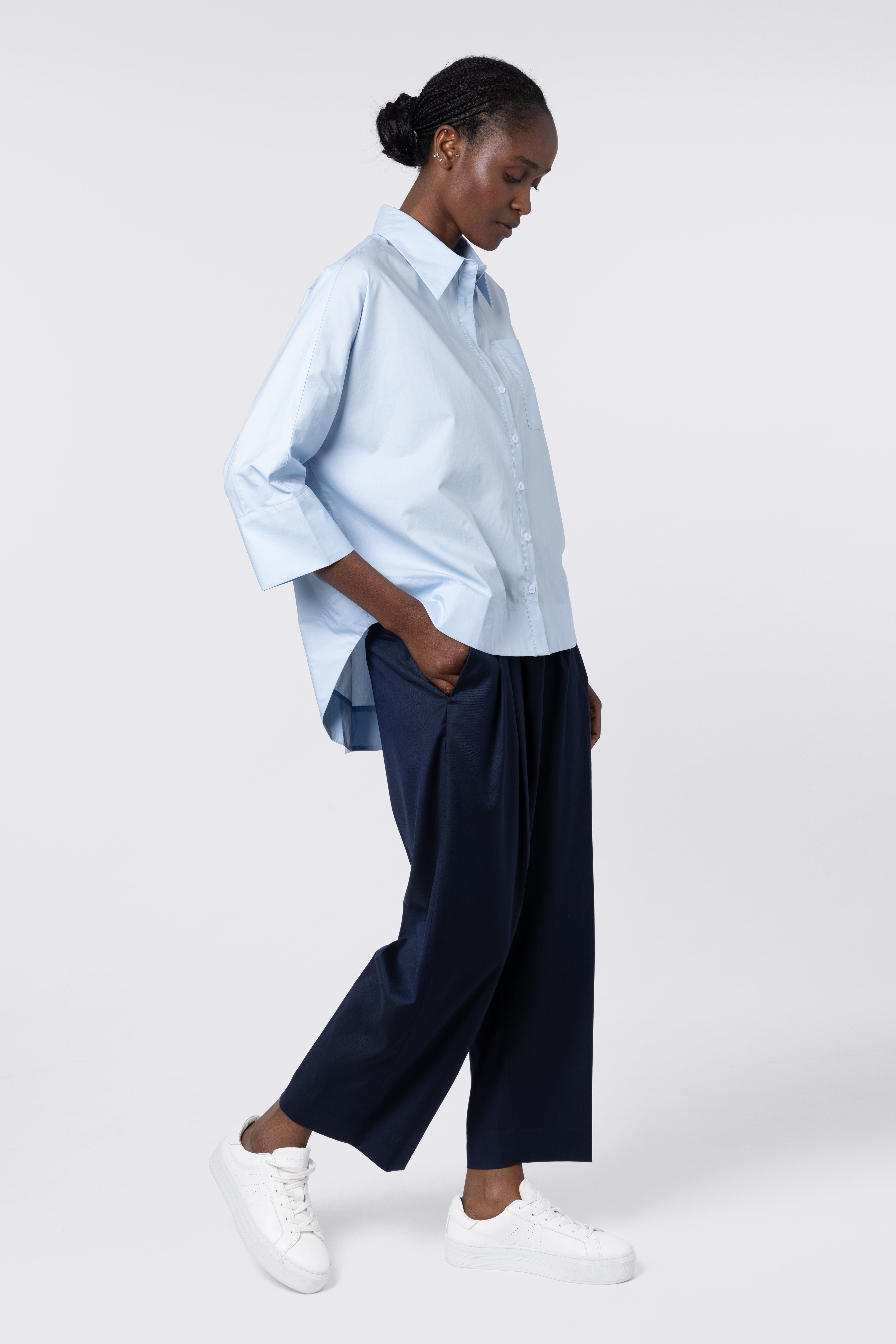 Eadie Pleat Front Trousers - Navy
