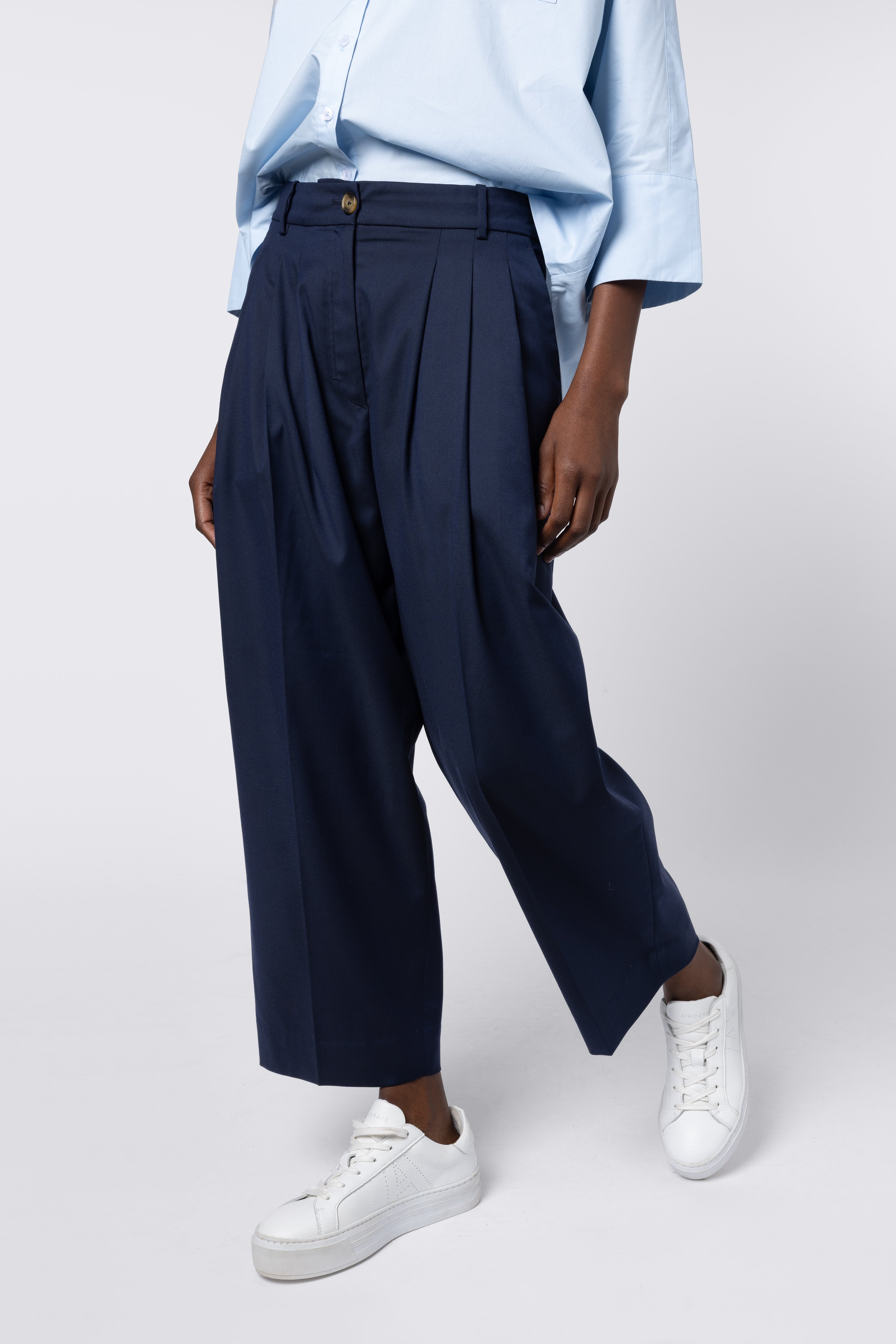 Eadie Pleat Front Trousers - Navy