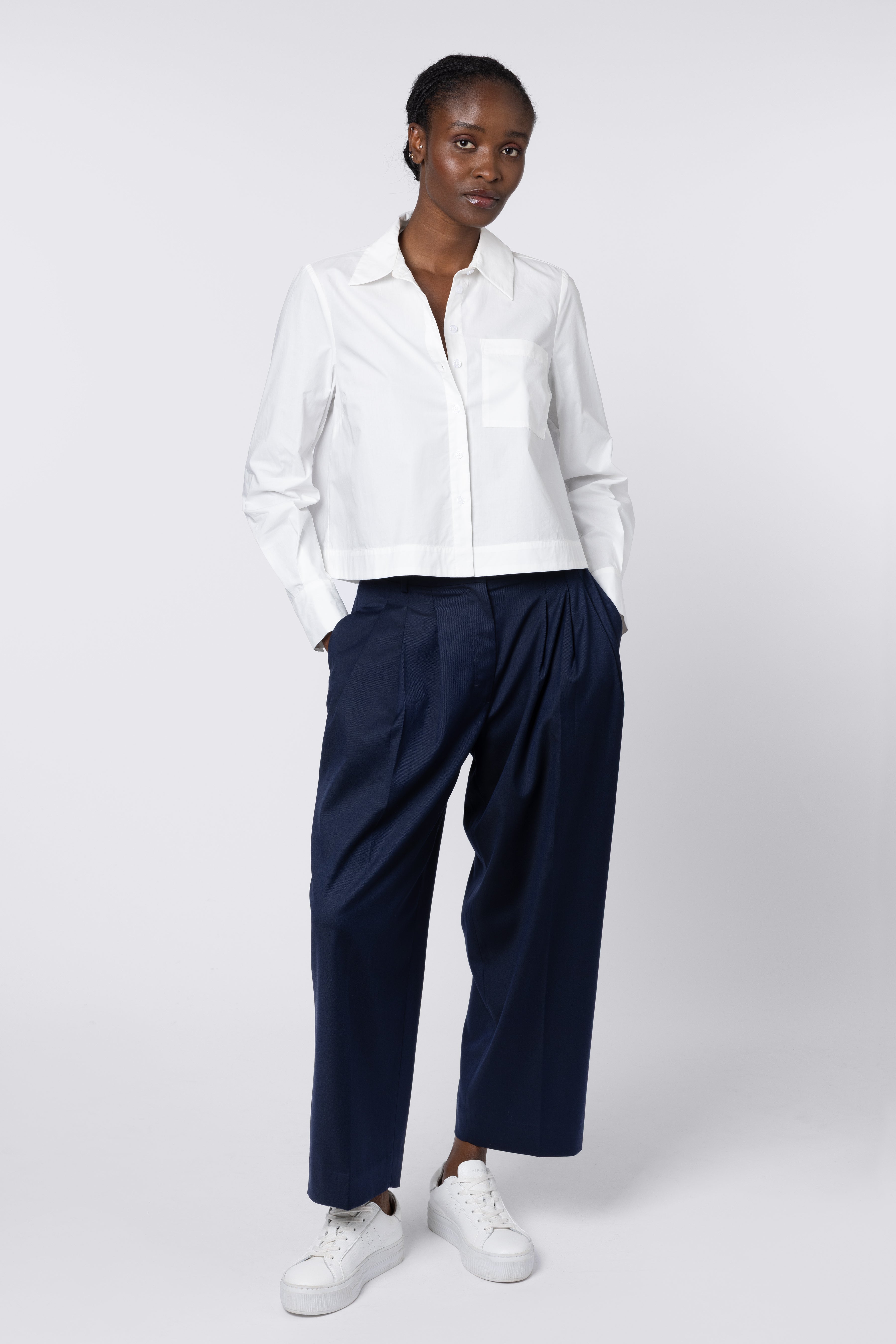 Eadie Pleat Front Trousers - Navy