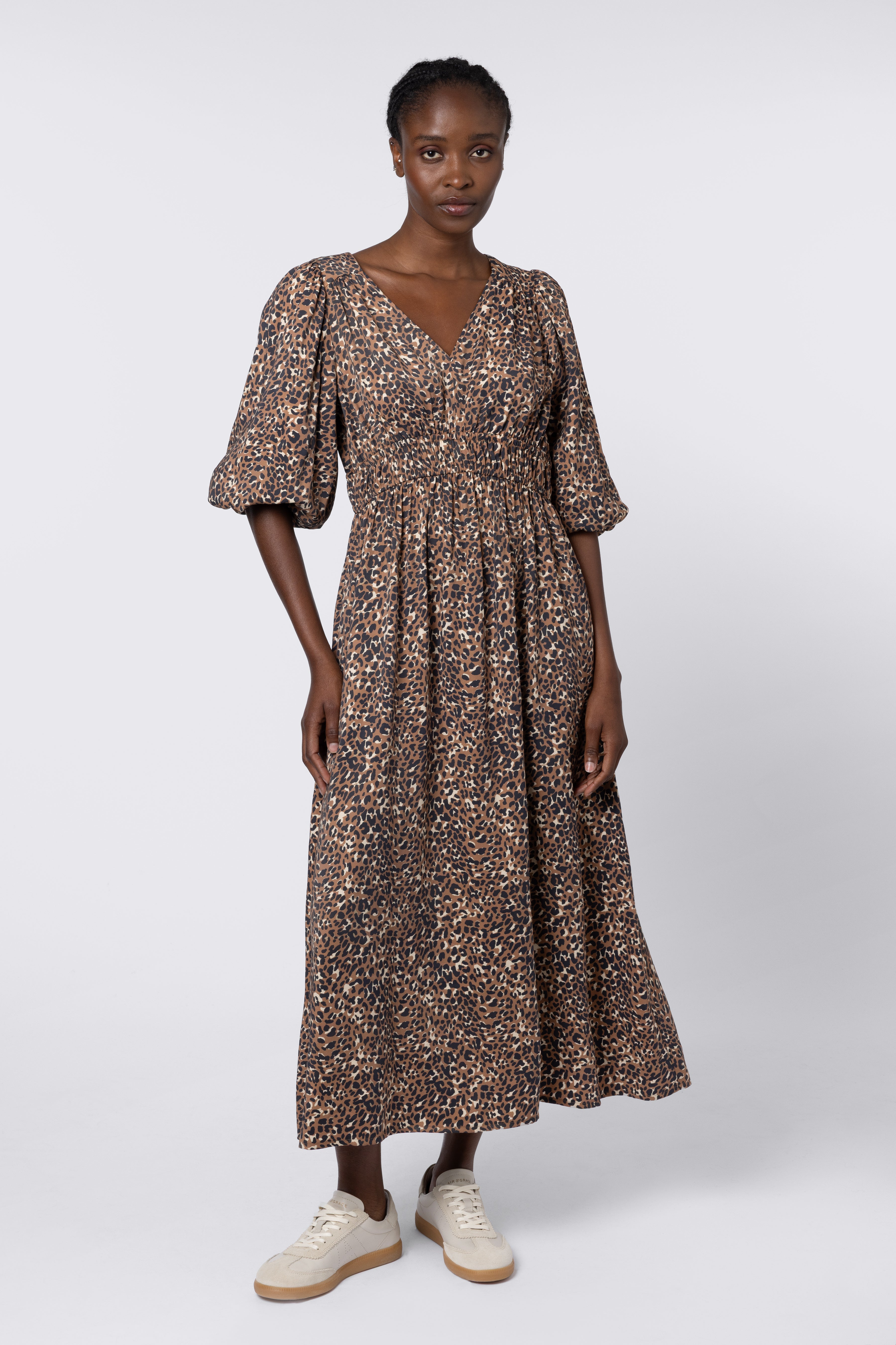 Bria Balloon Sleeve Dress - Leopard
