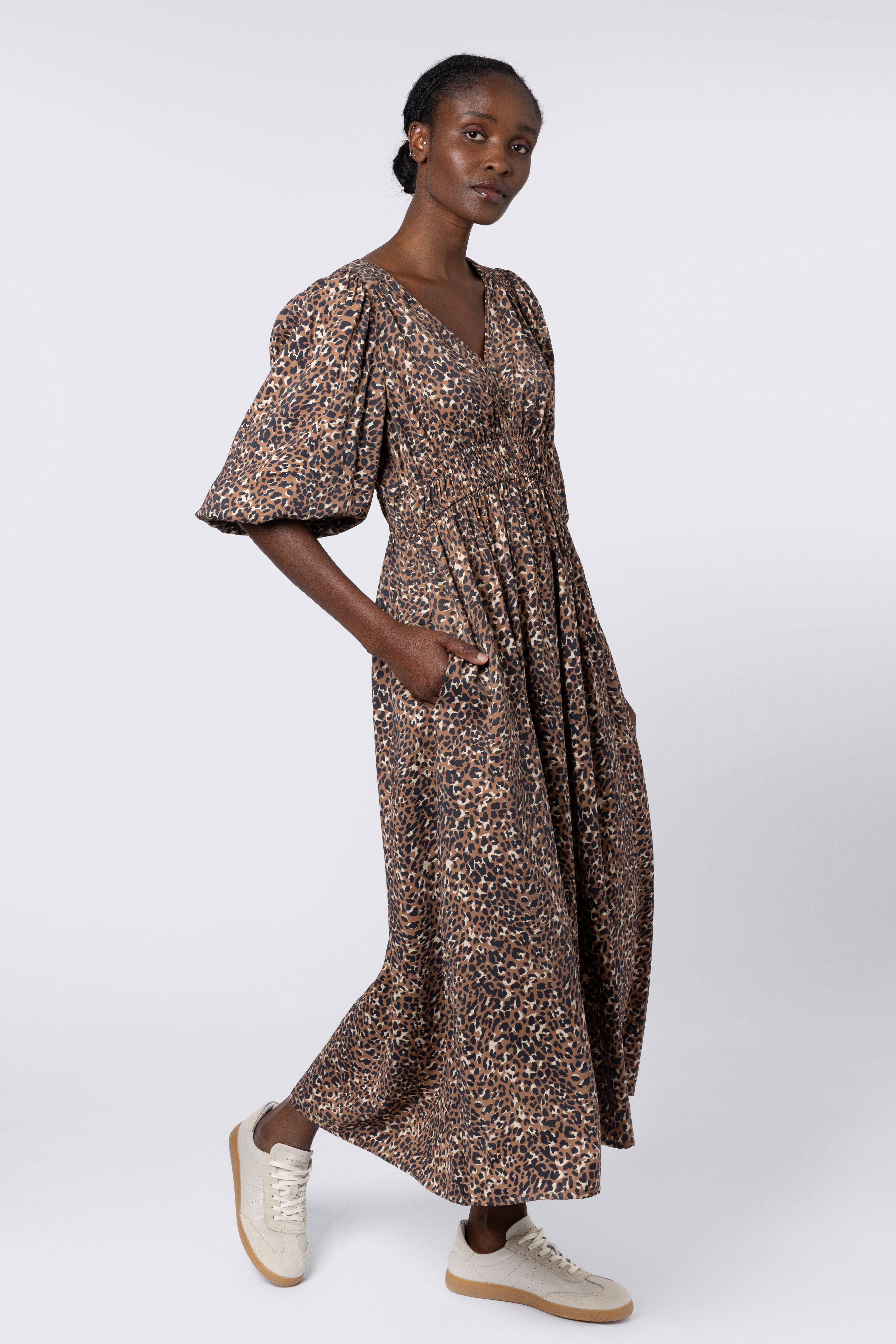 Bria Balloon Sleeve Dress - Leopard