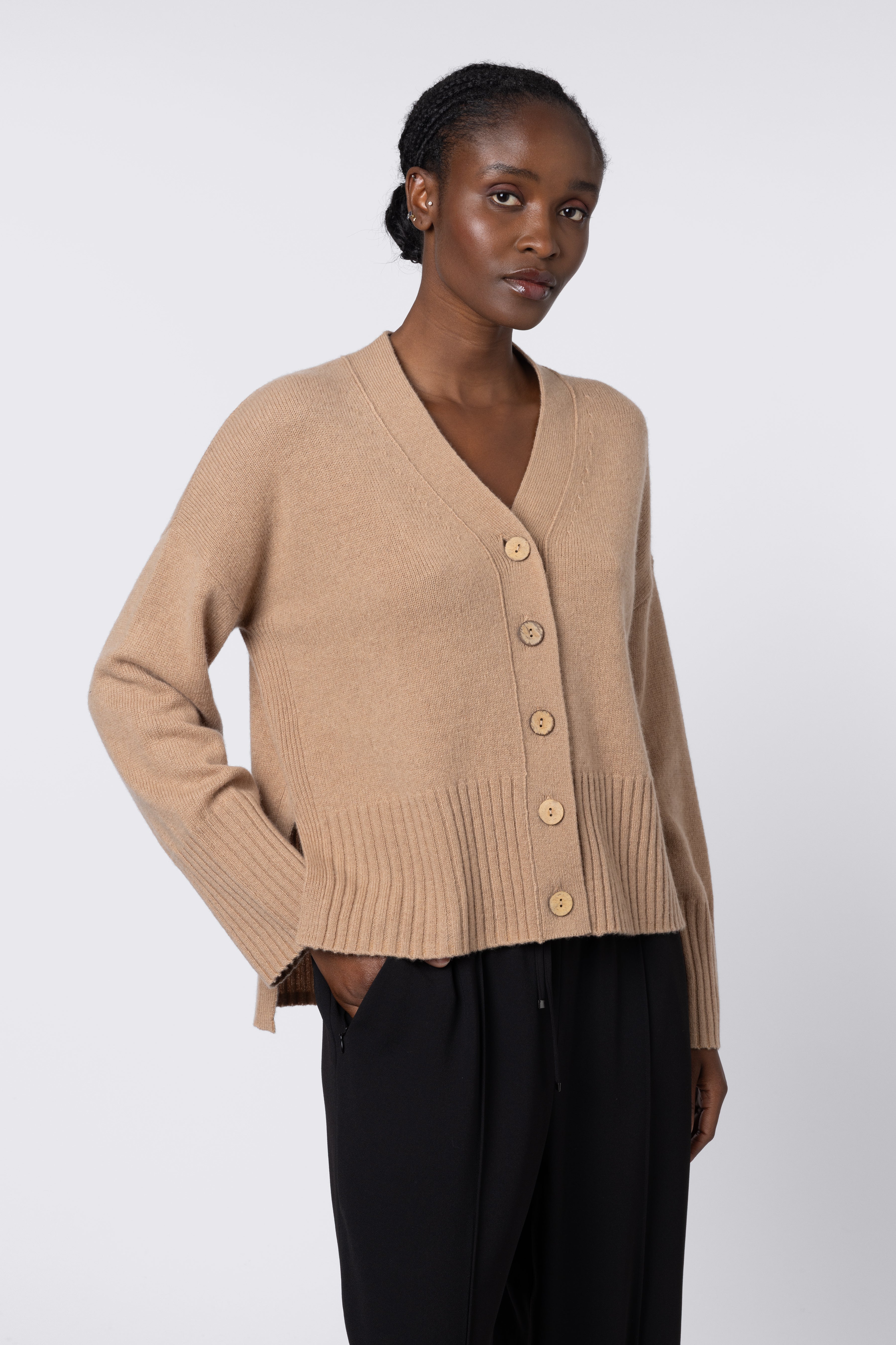 Maria Merino Wool Cardigan - Camel