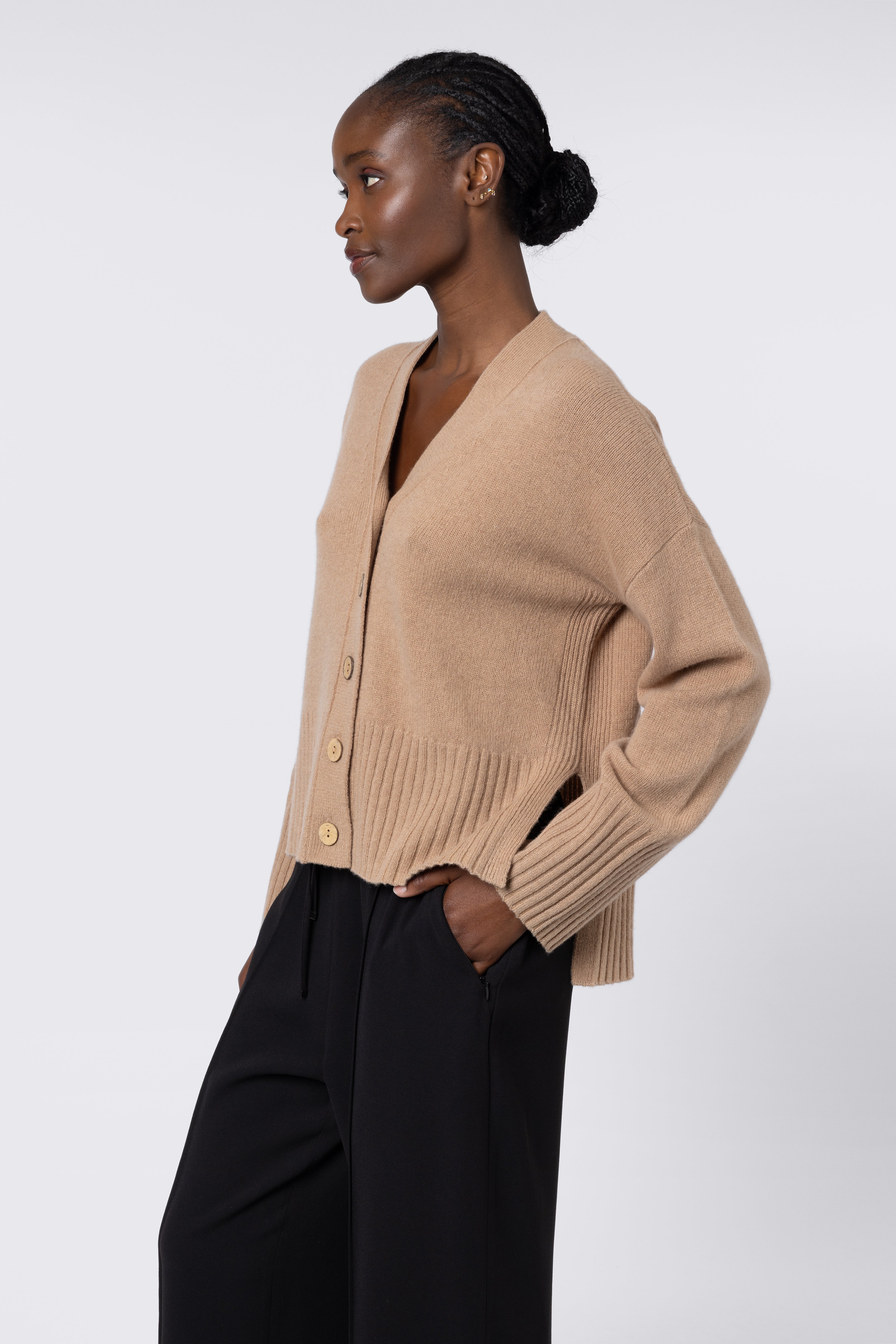 Maria Merino Wool Cardigan - Camel