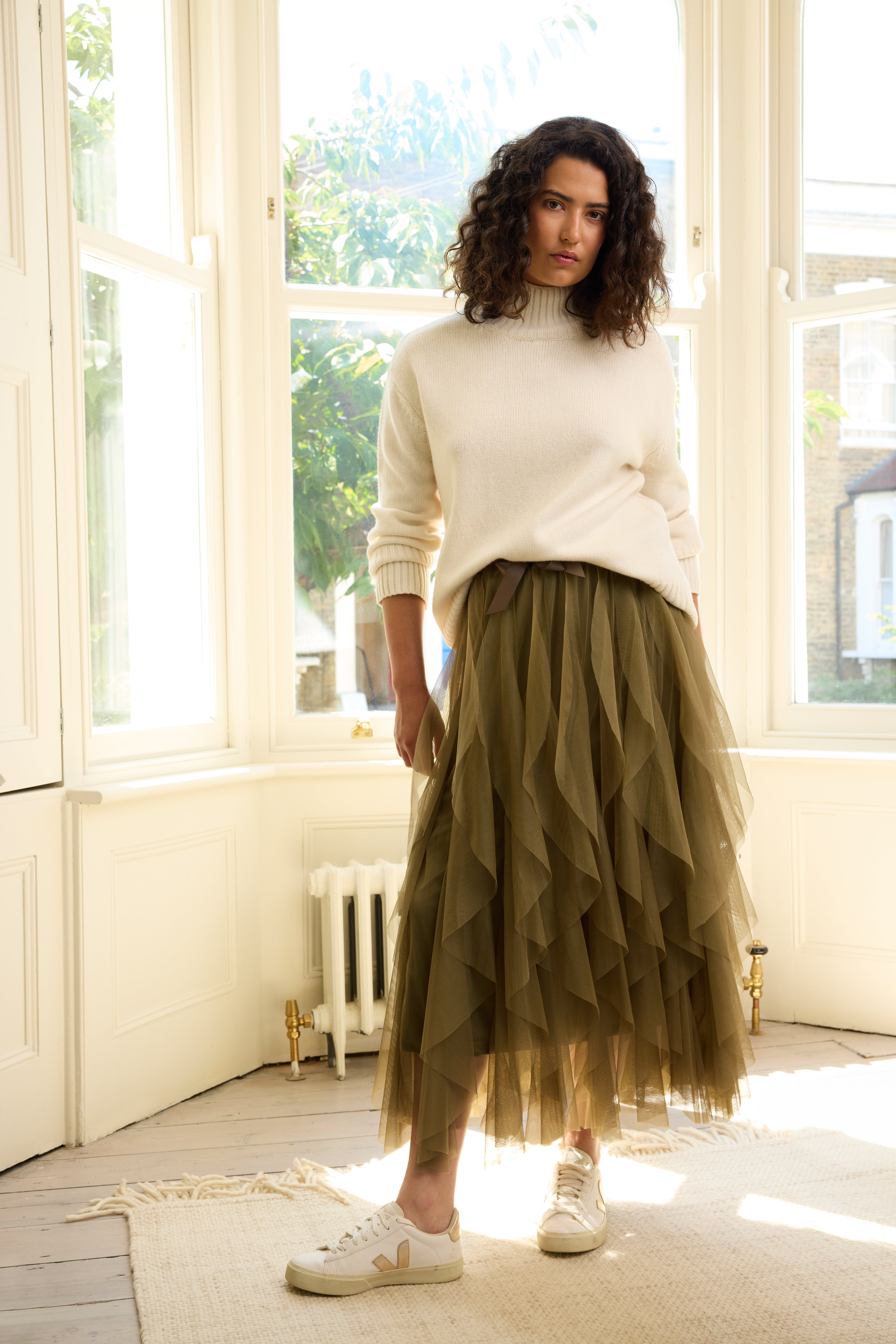 Belle Funnel Neck Jumper - Ivory