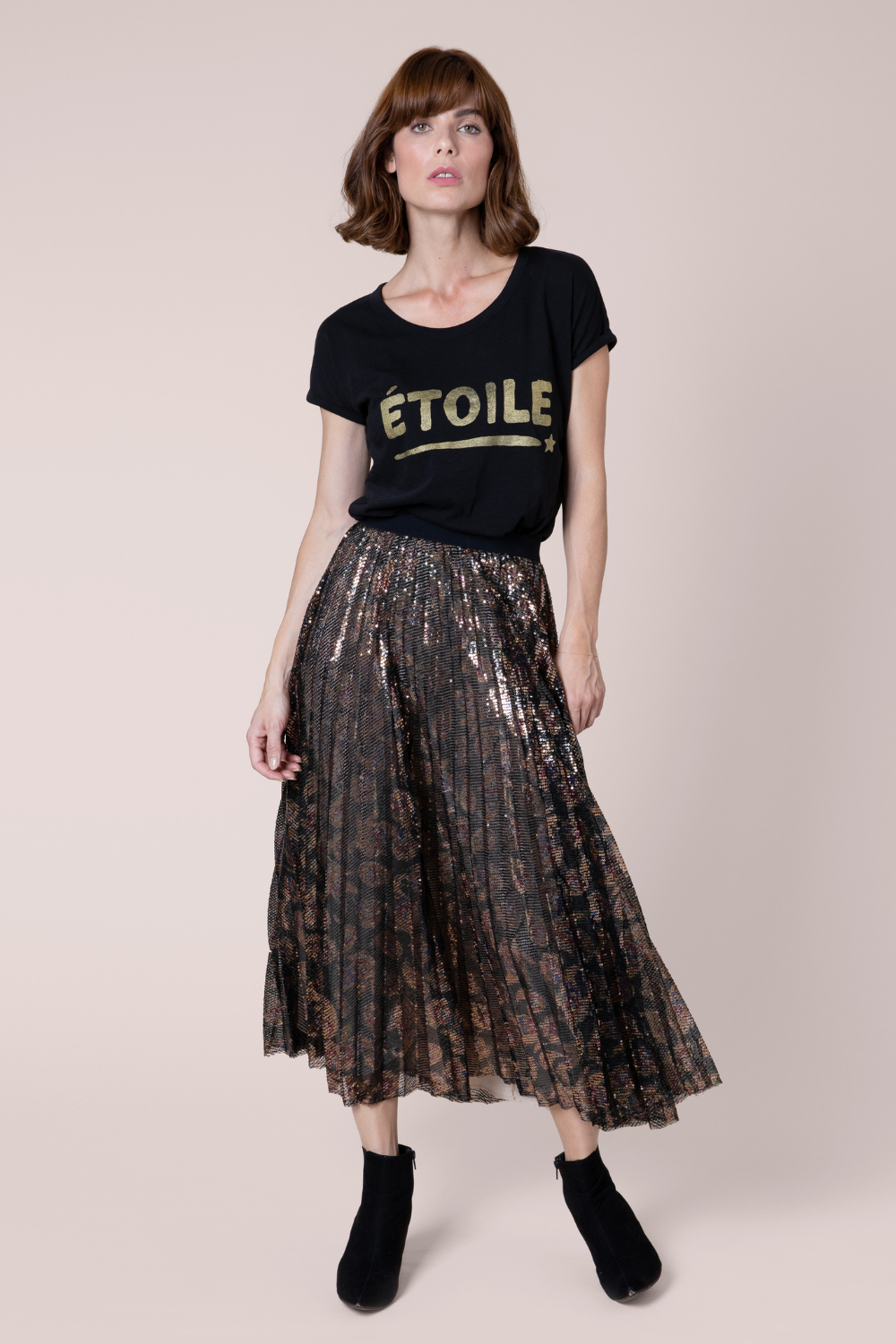 ELLA ANIMAL PRINT SEQUIN SKIRT