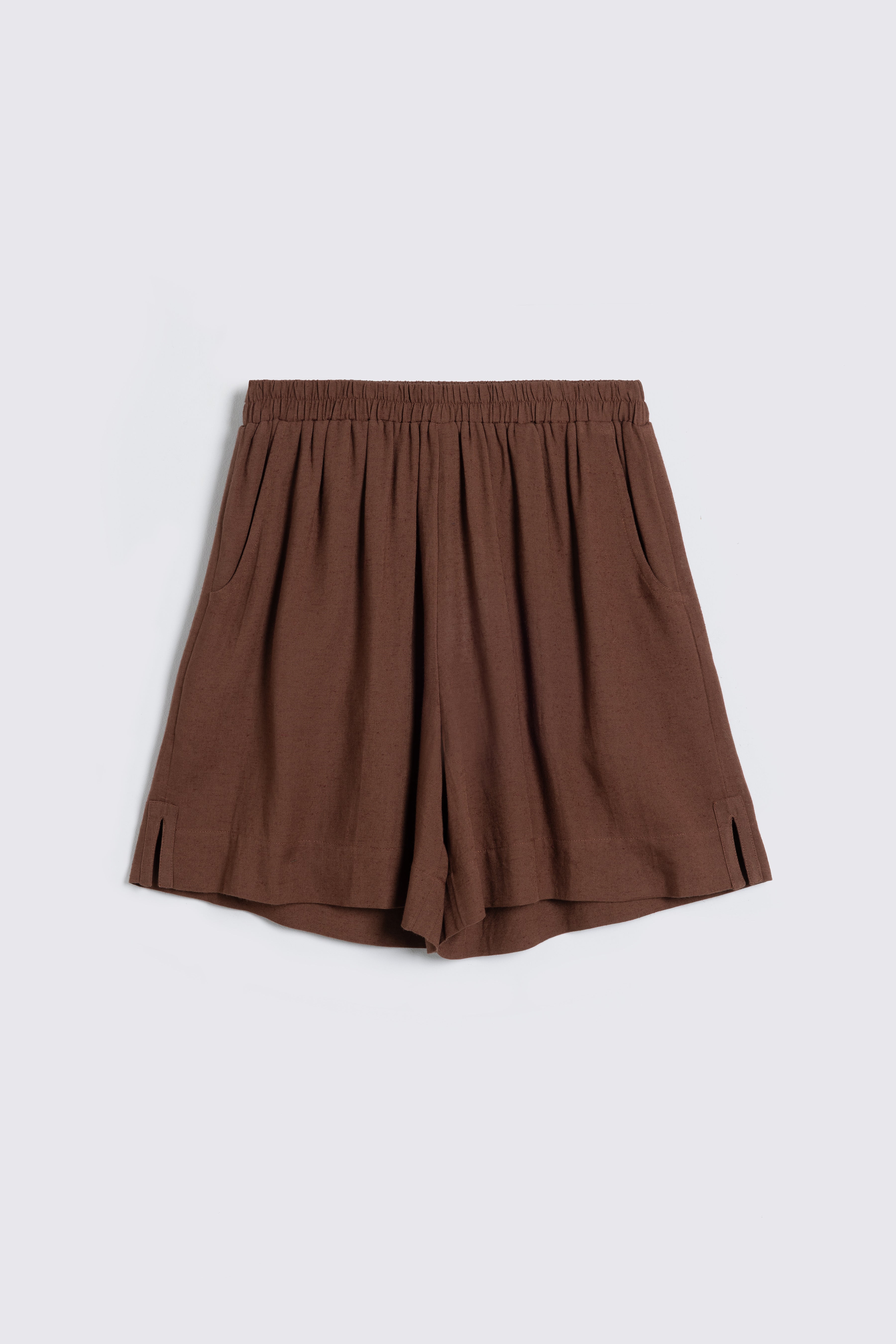 Lottie Linen Blend Shorts - Chocolate