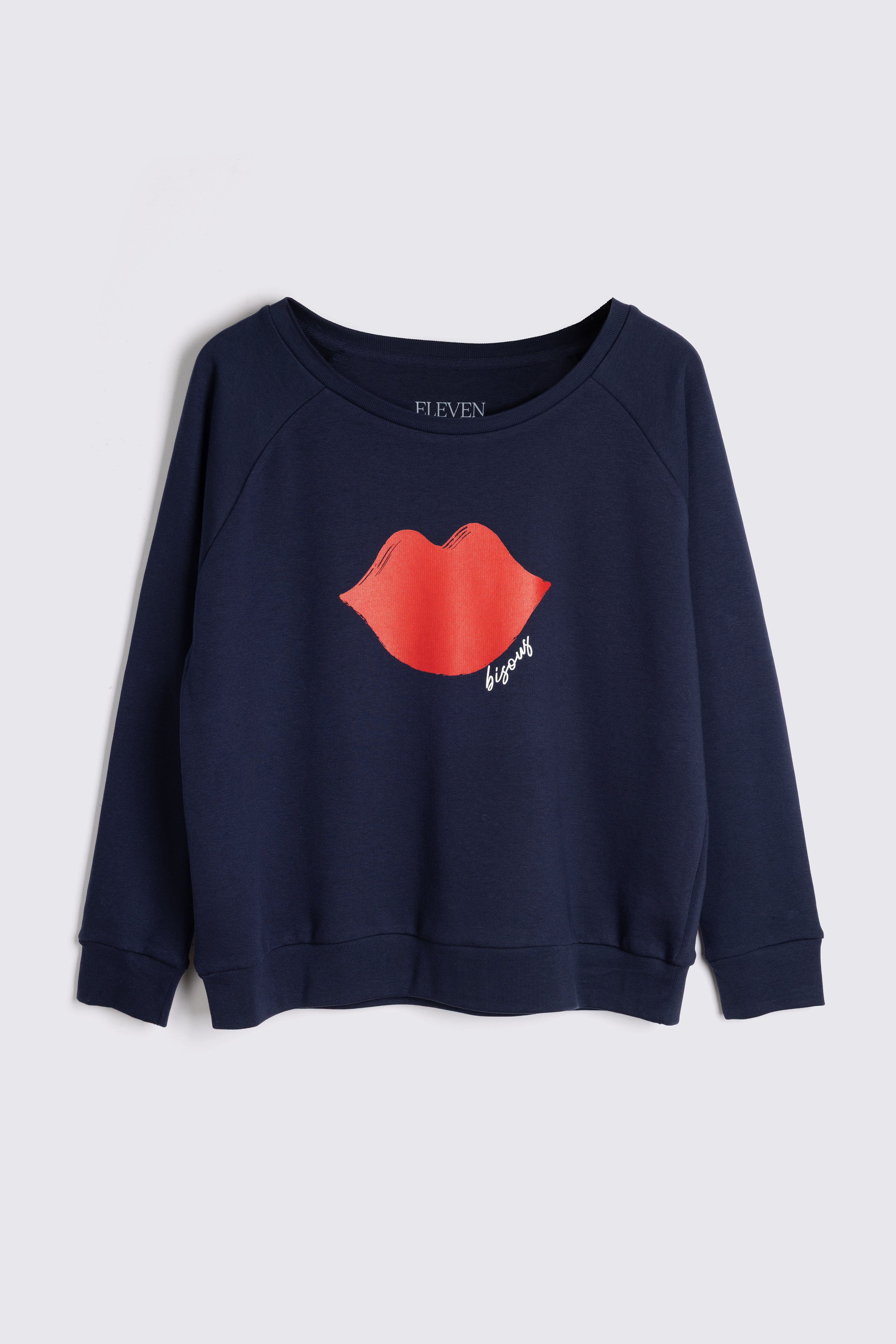 Bisous Lips Sweatshirt - Navy