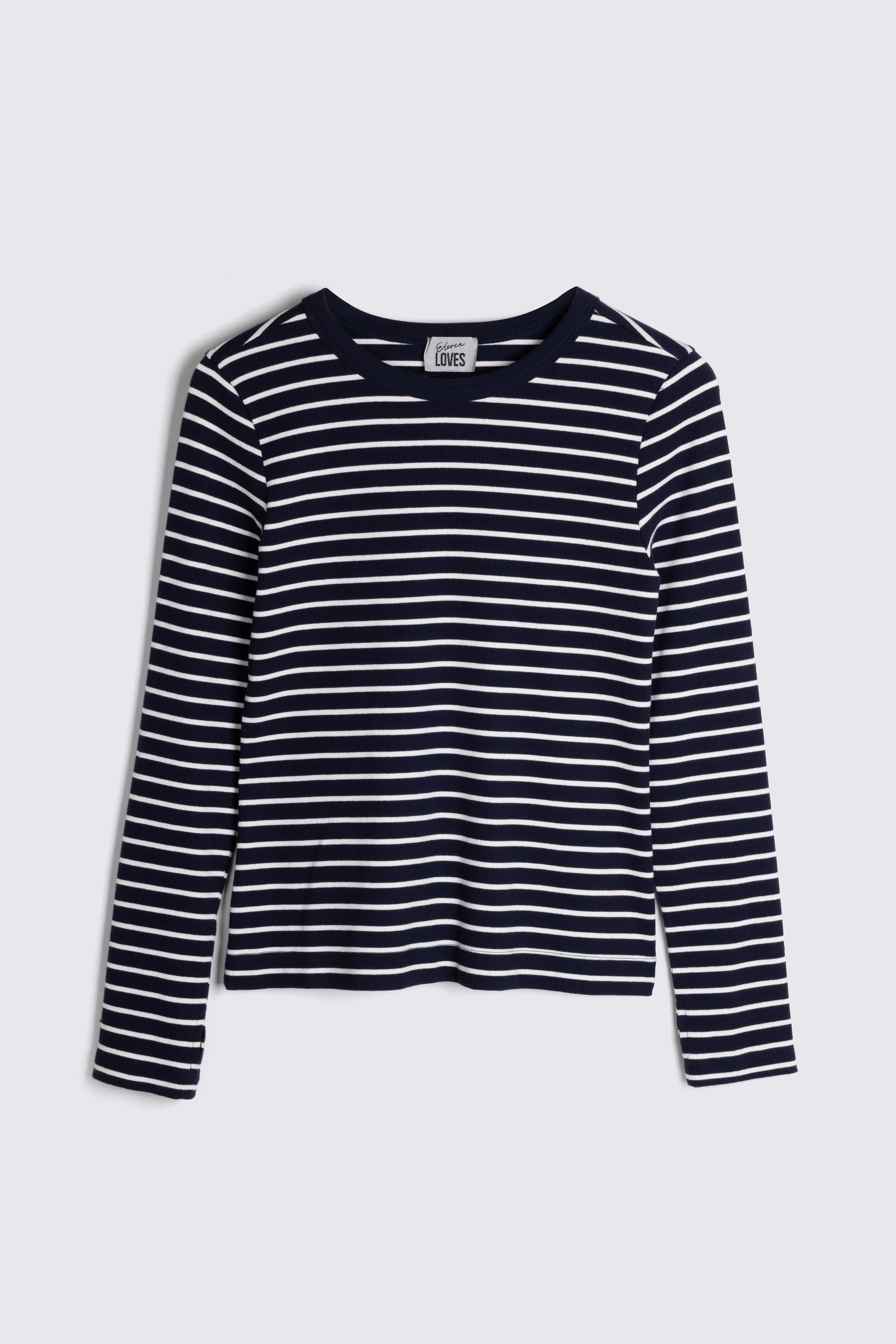 Leni Long Sleeve Striped Top - navy/ivory