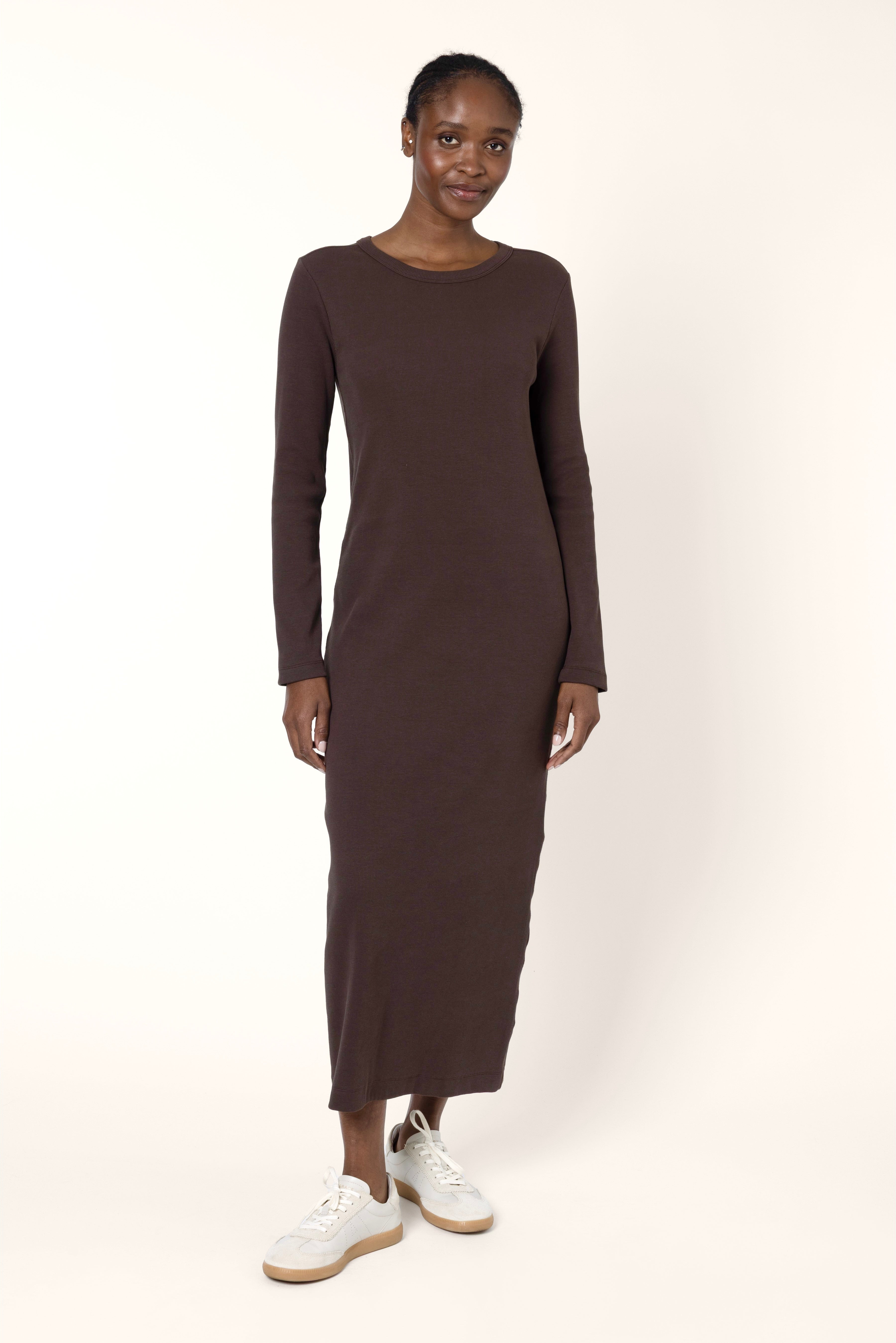 Lizzy Rib Jersey Dress - Chocolate