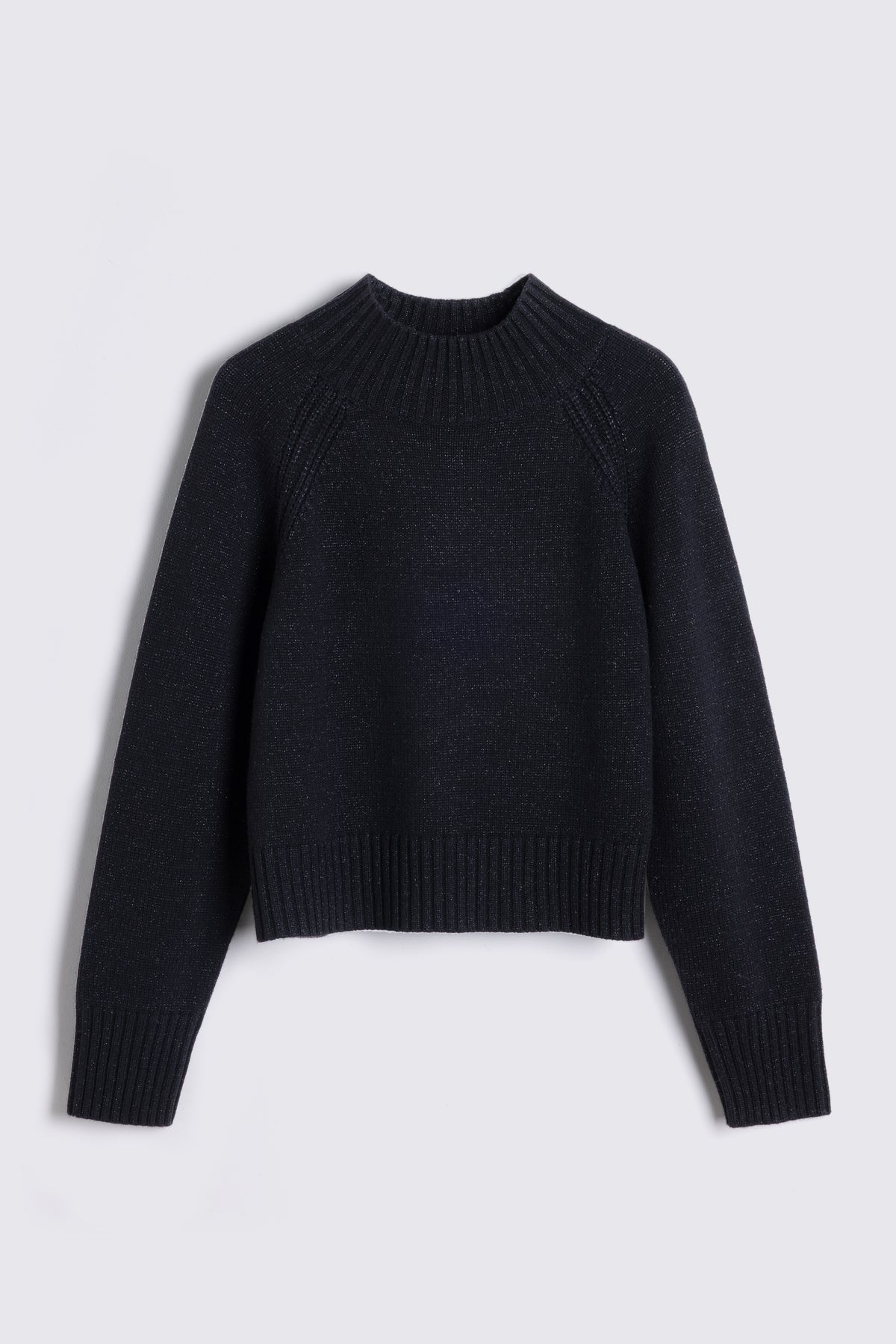Blythe Funnel Neck Cropped Jumper - Black Sparkle