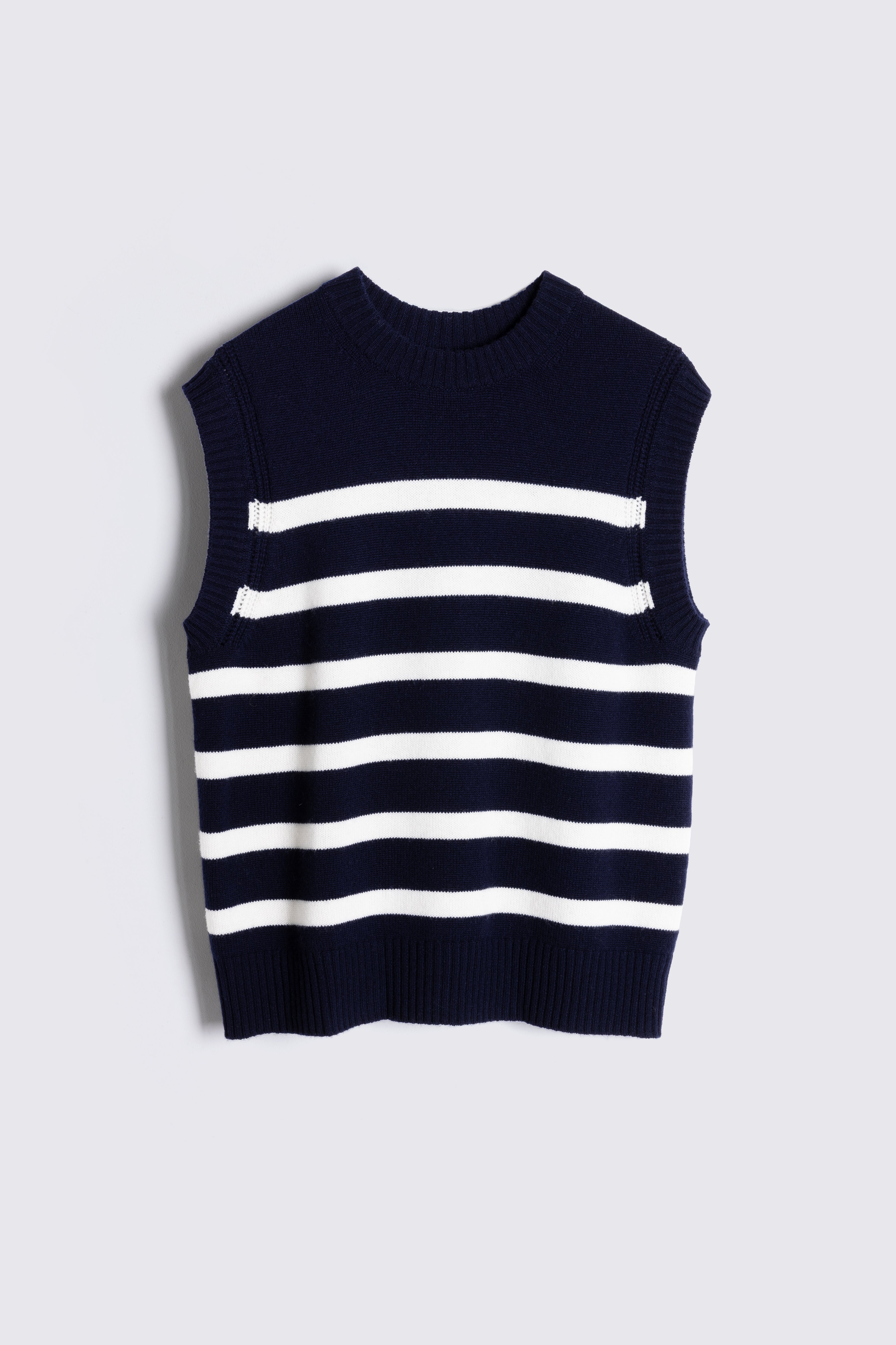Nelly Cashmere Blend Striped Tank - Navy/Ivory