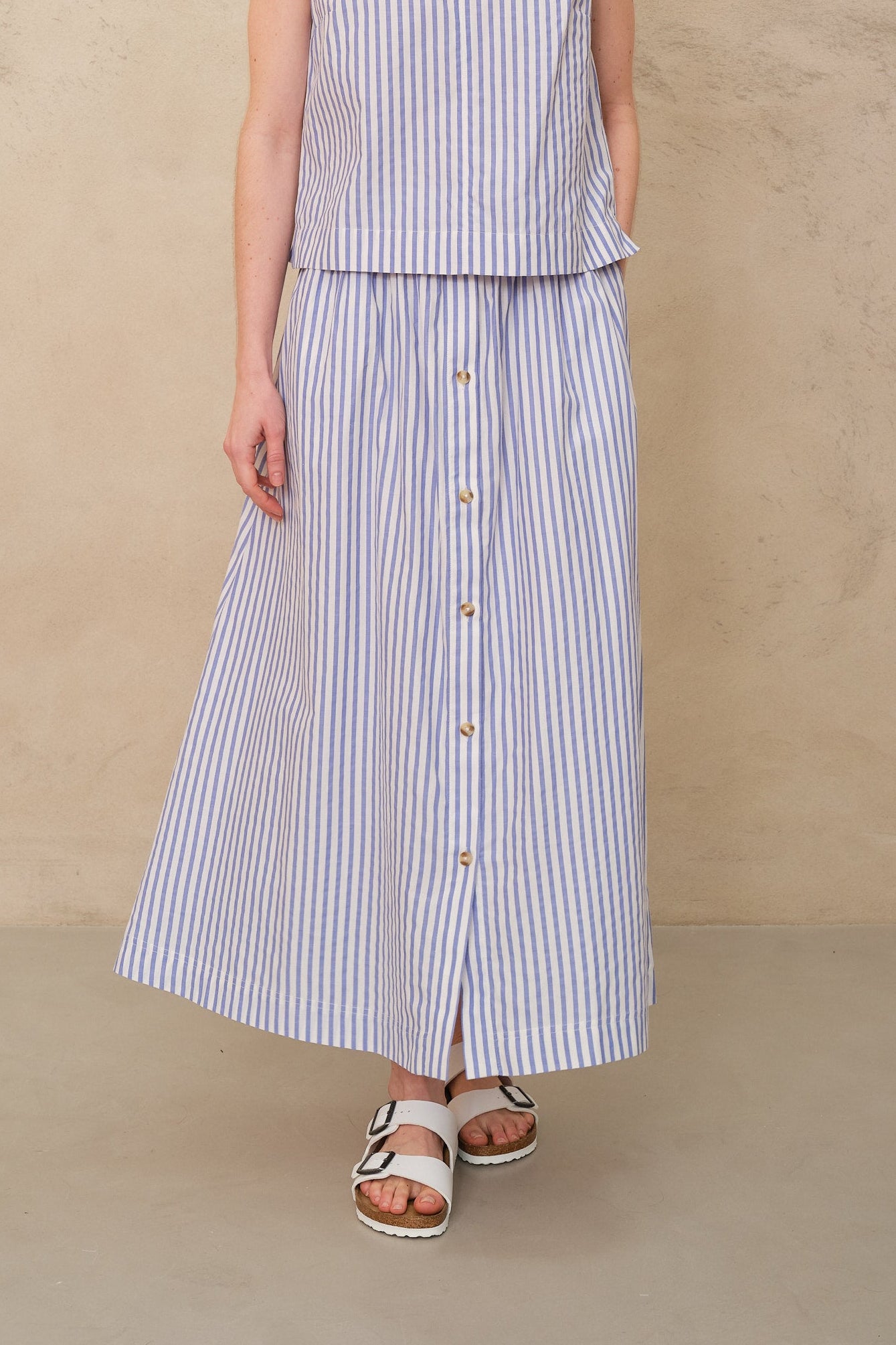 Coralie Button Through Skirt - Stripe