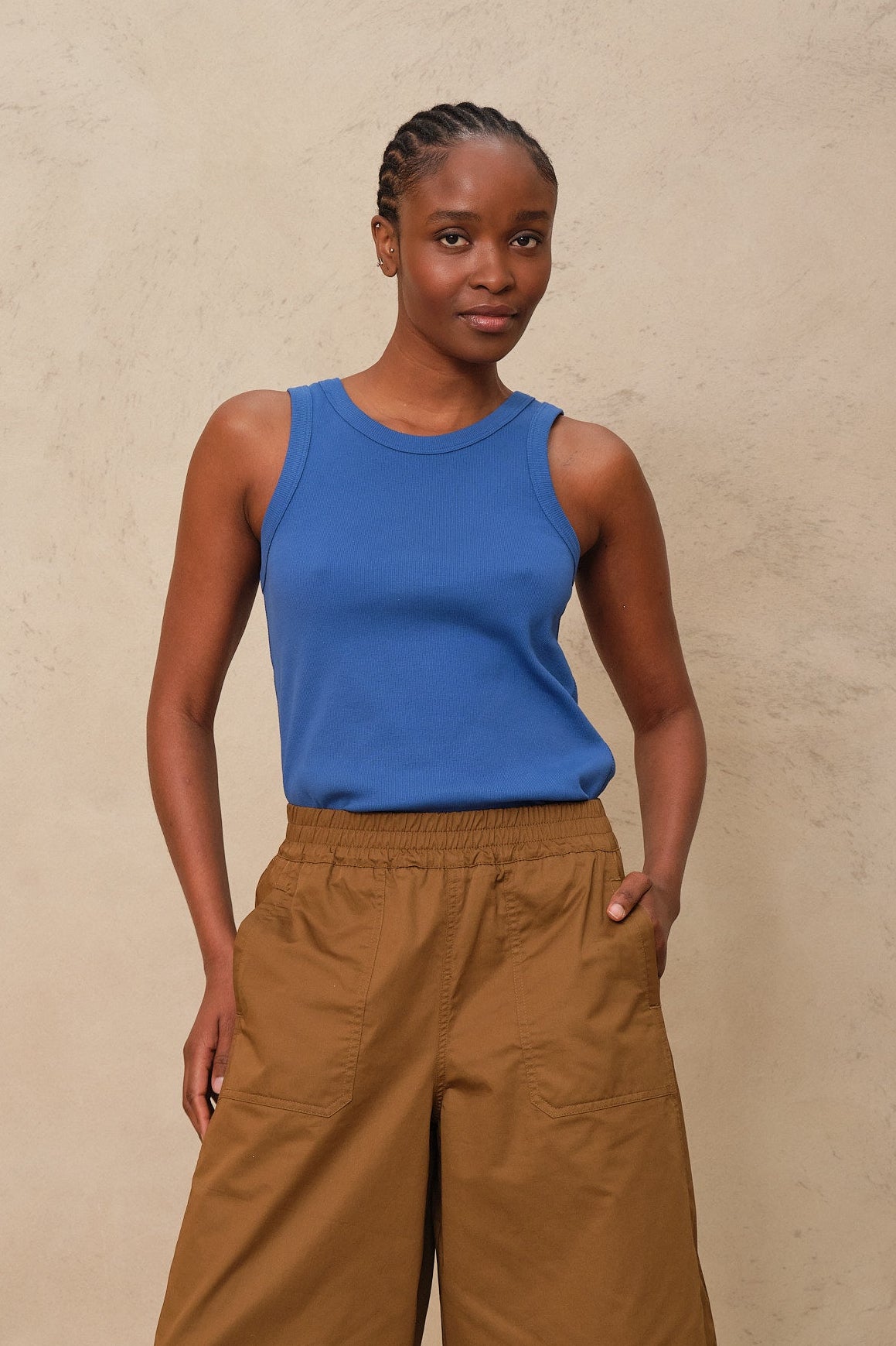 Maya Rib Jersey Vest - Cobalt