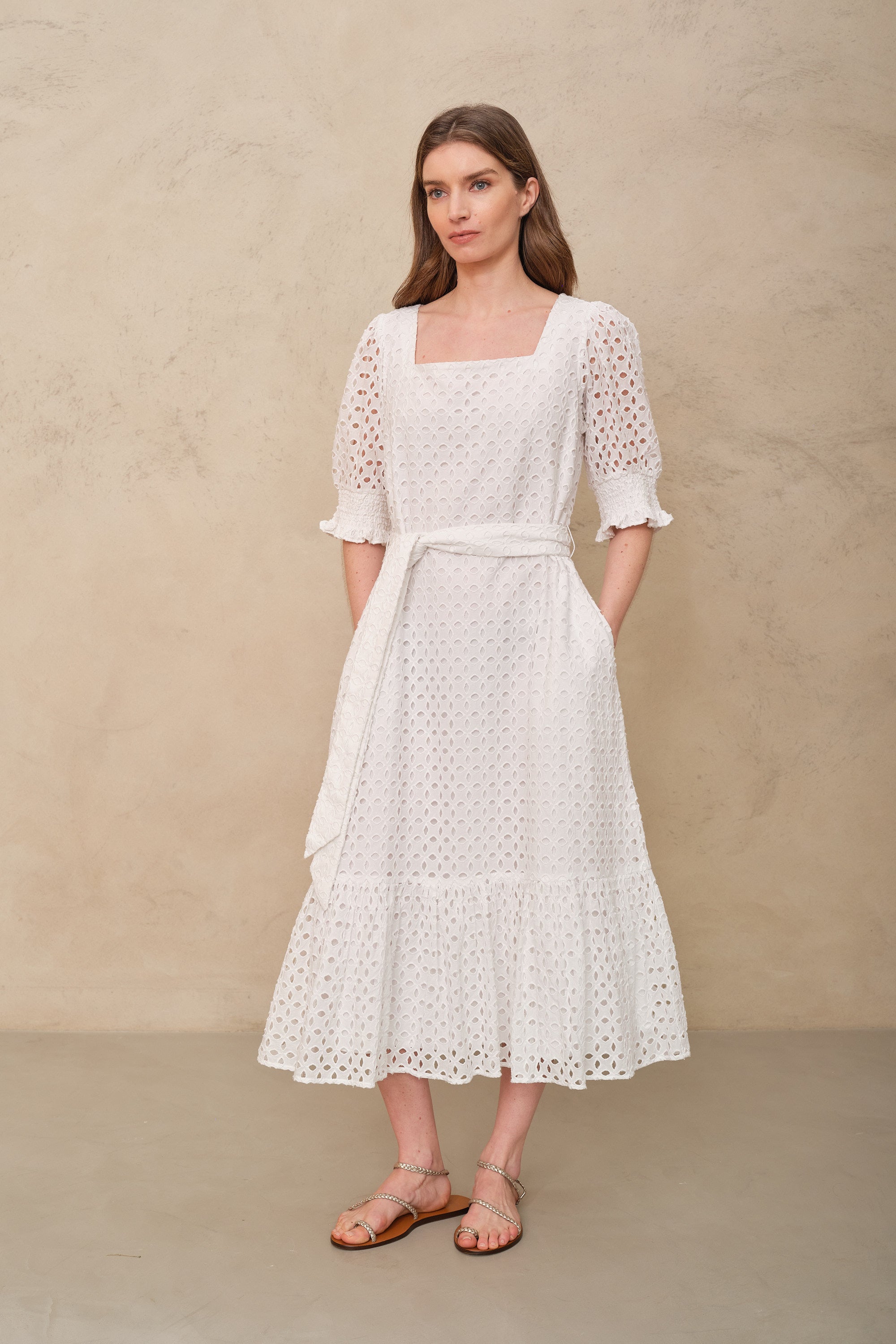 Colette Broderie Dress - White