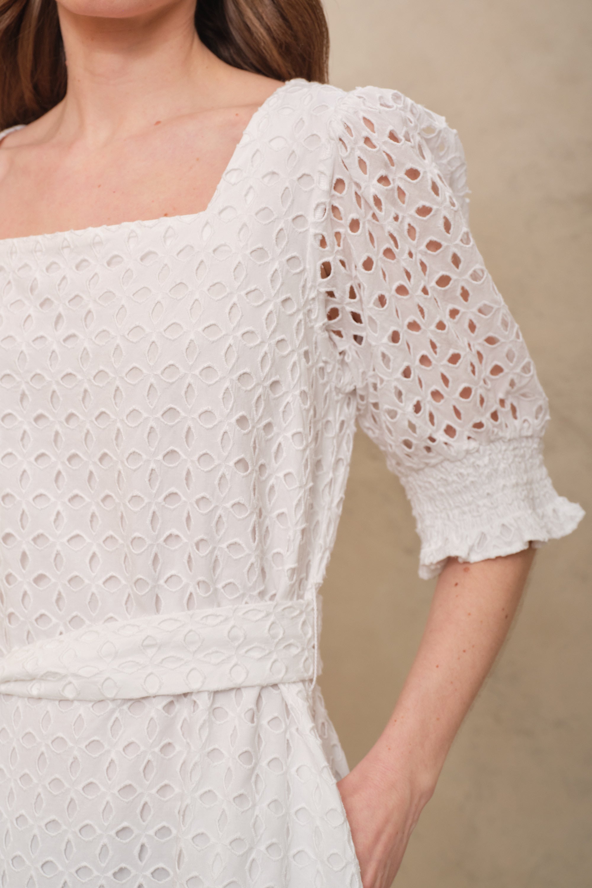 Colette Broderie Dress - White