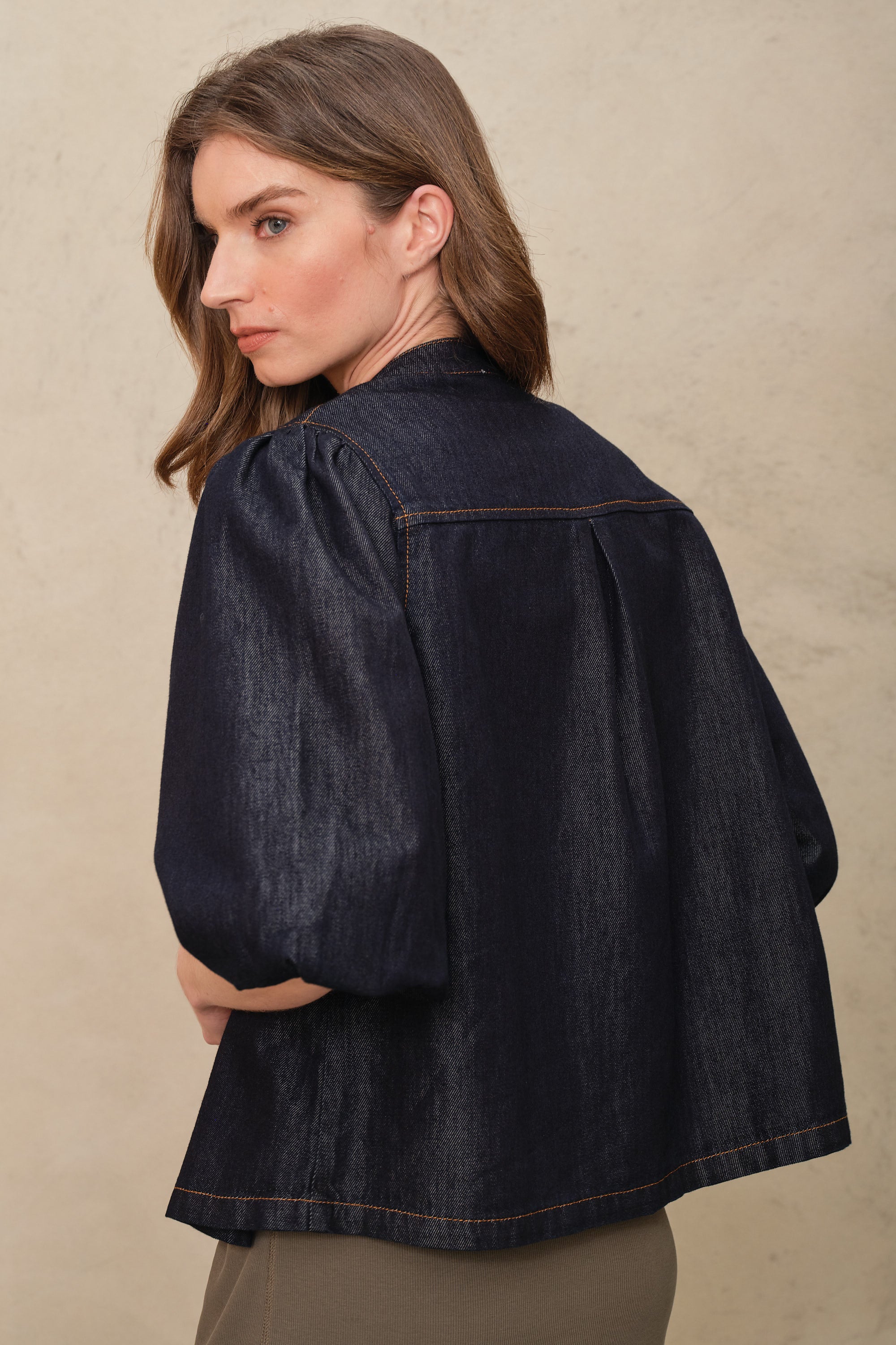 Odette Denim Blouse - Dark Wash