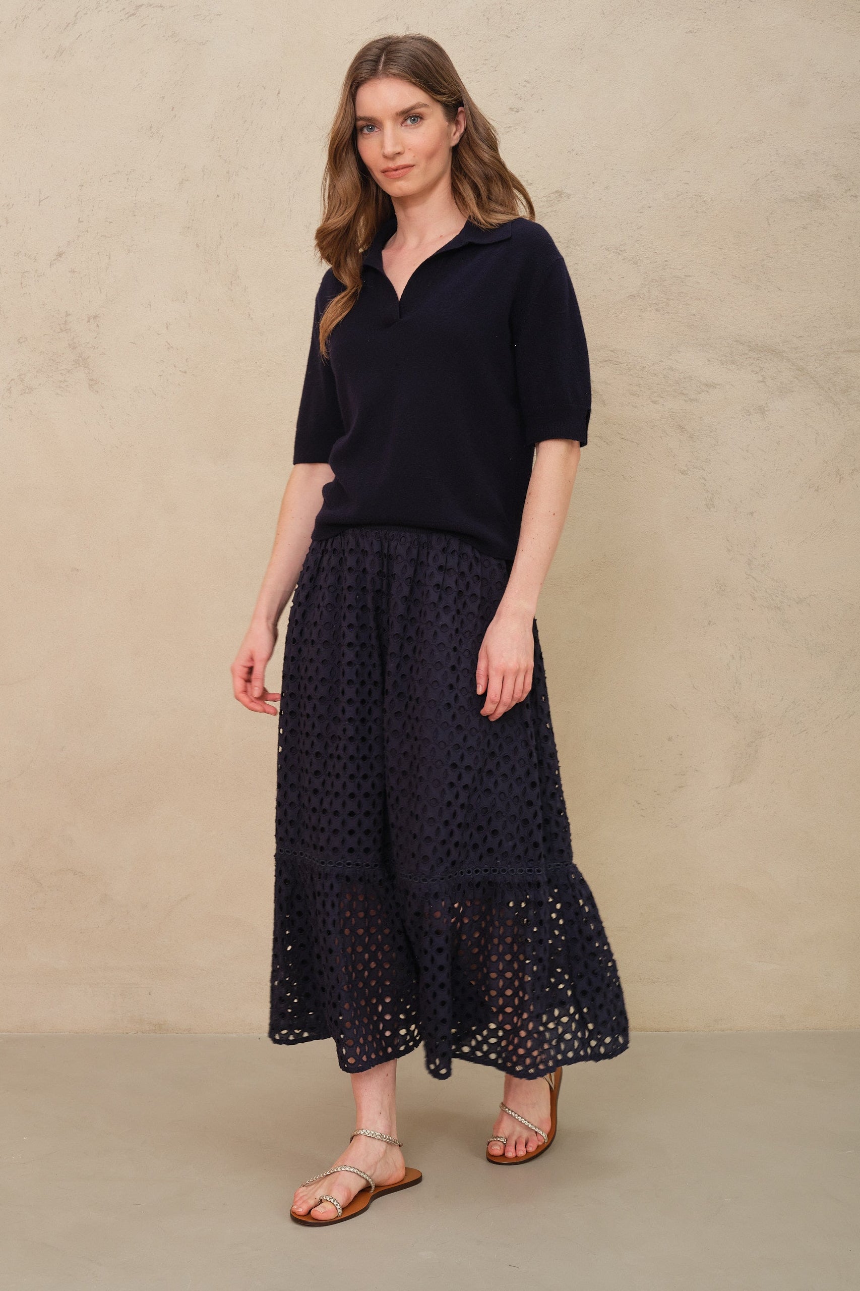 Beth Broderie Skirt - Navy