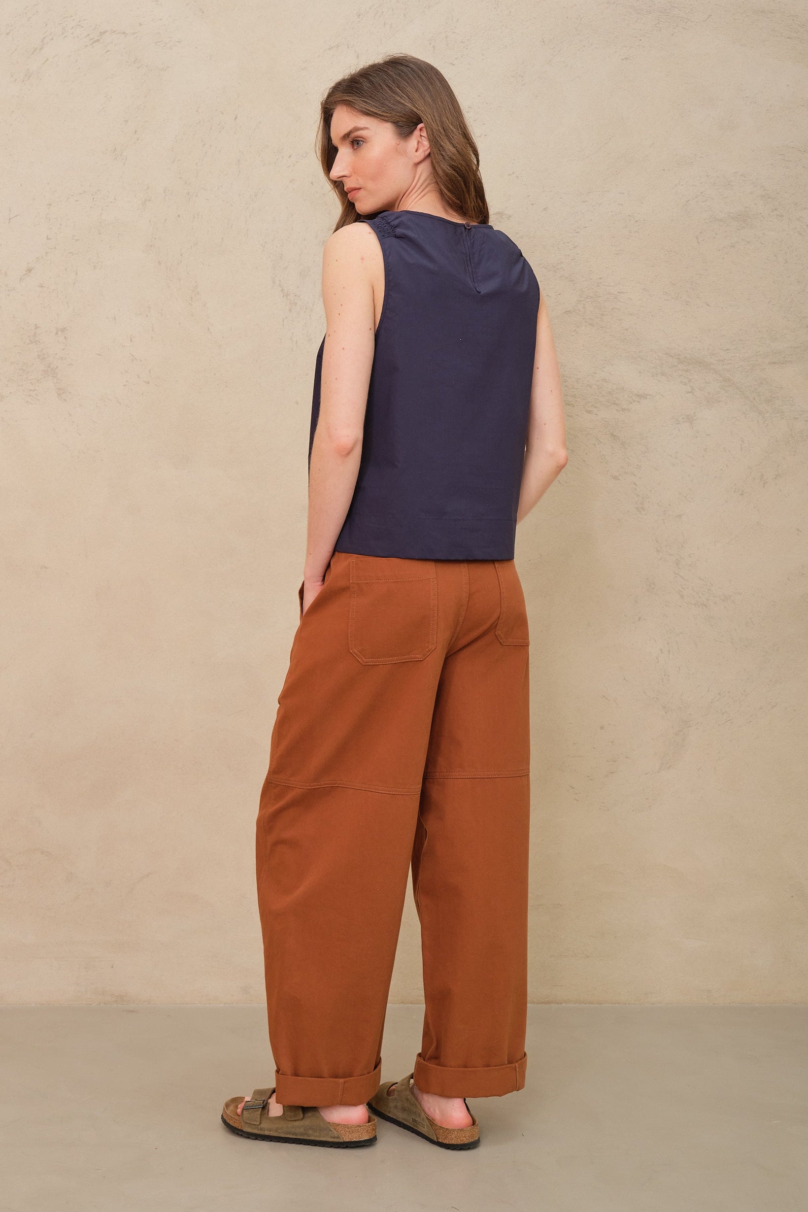 Billie Barrel Leg Trousers - Camel