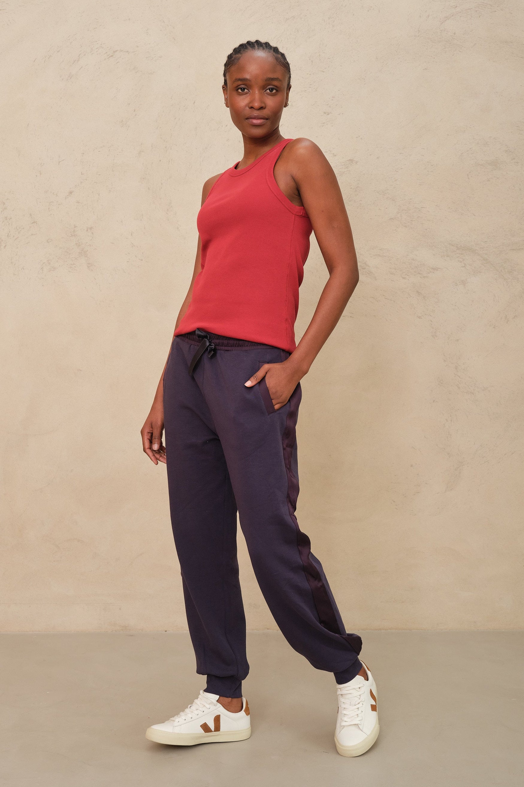 Maya Rib Jersey Vest - Burgundy