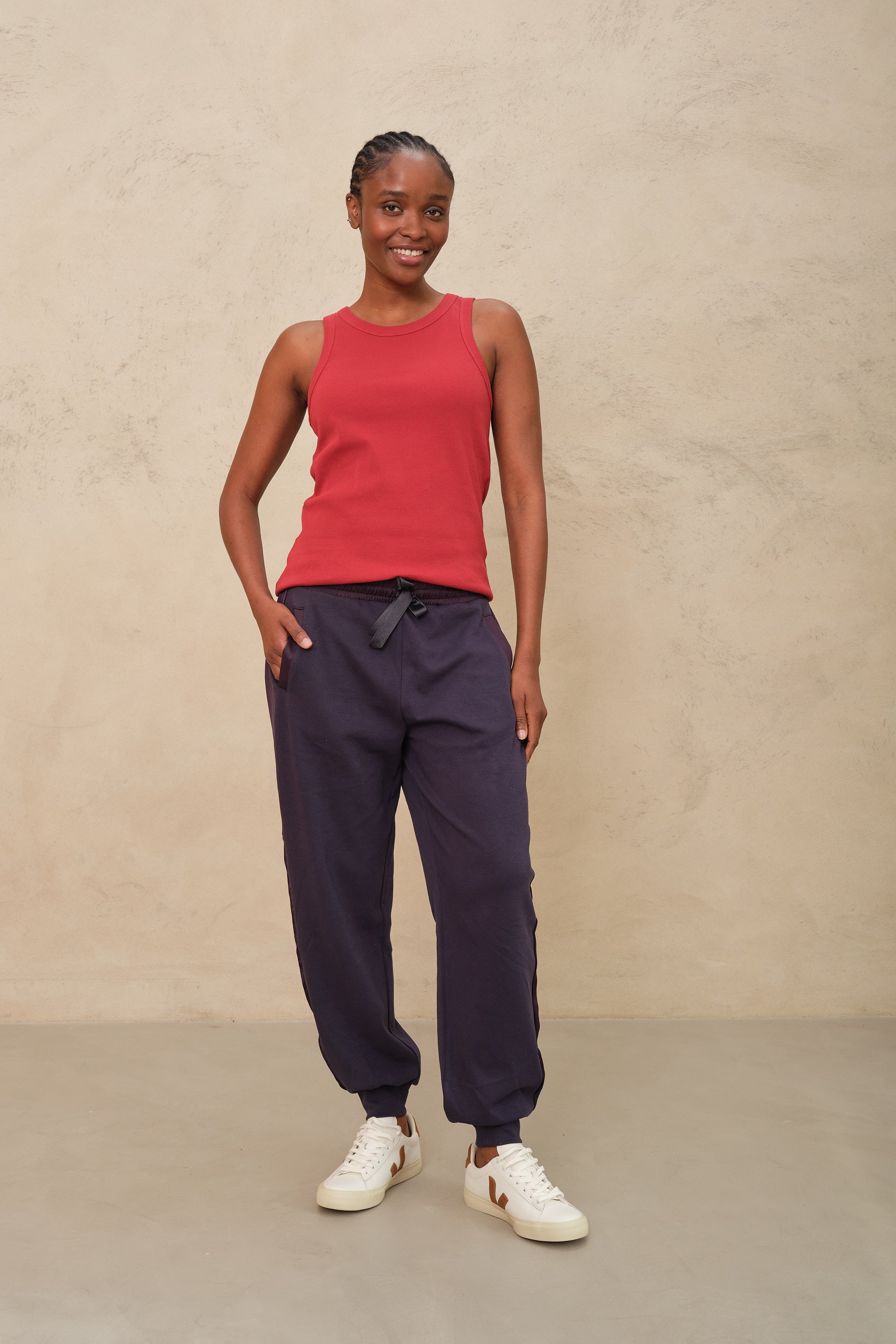 Perfect Side Stripe Joggers - Navy