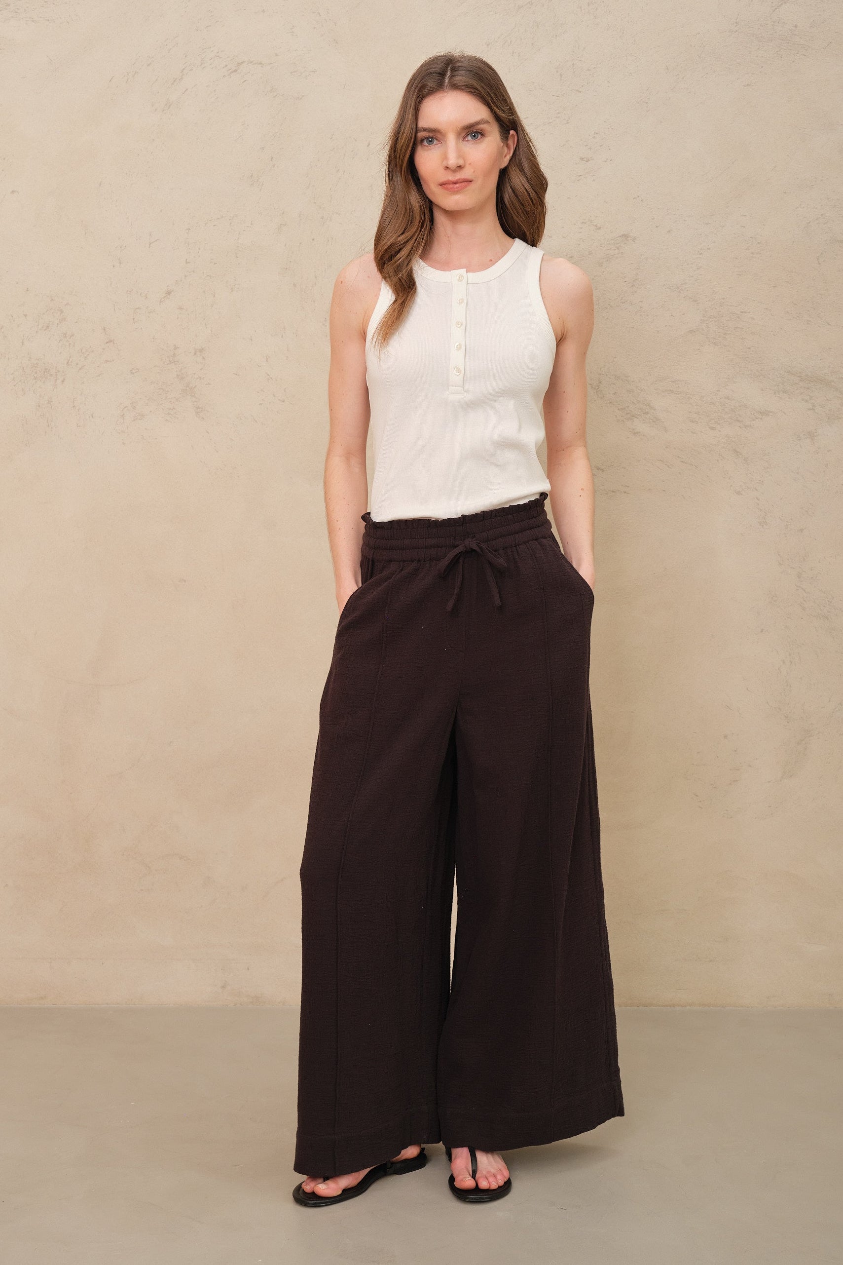 Tallulah Cheesecloth Trousers - Black