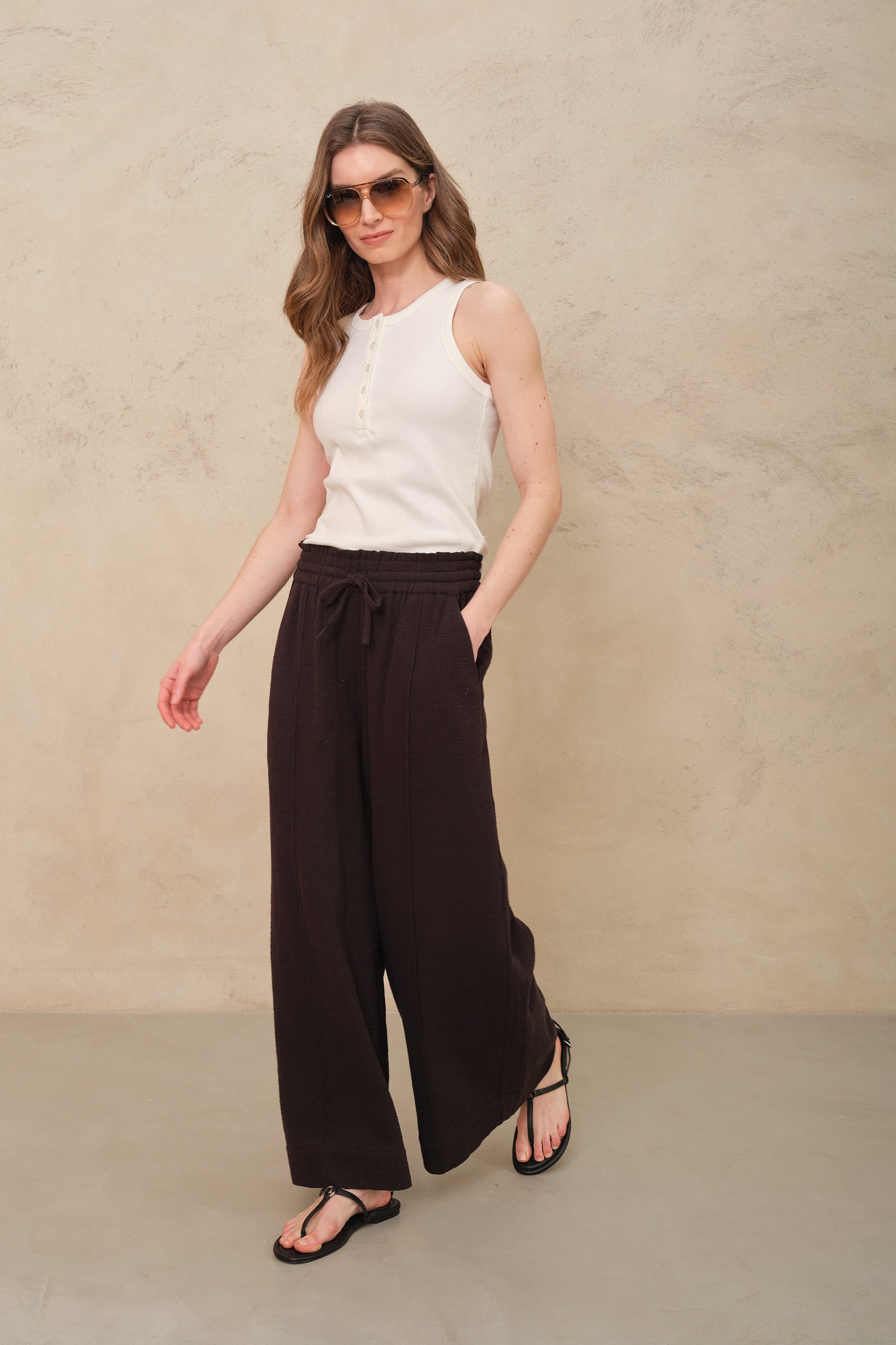 Tallulah Cheesecloth Trousers - Black