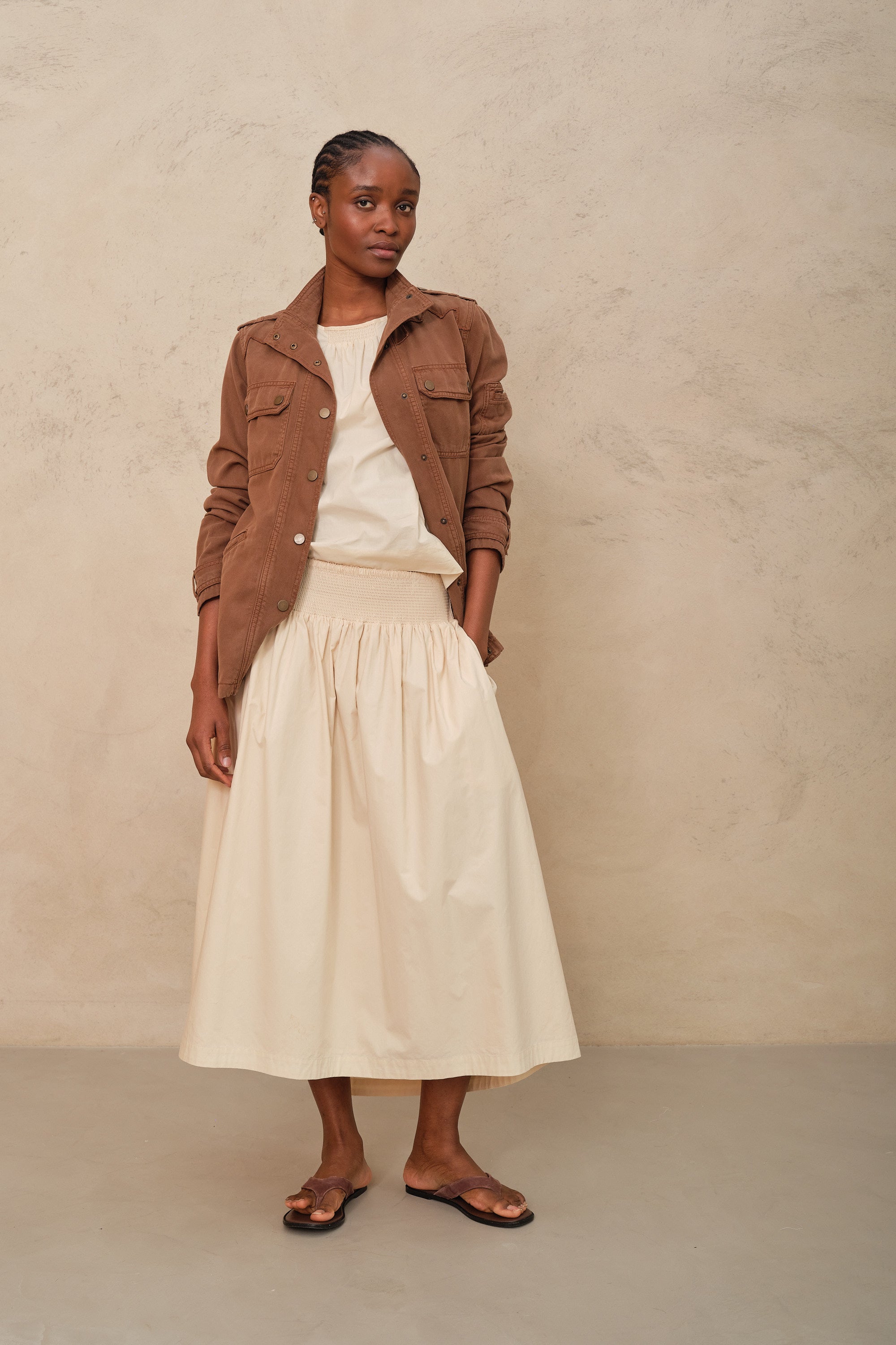 Drew Dip Hem Skirt - Ecru