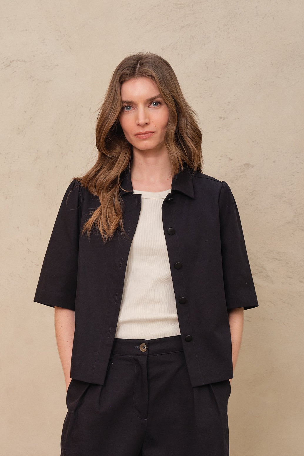 Alba Short Sleeve Blazer - Navy