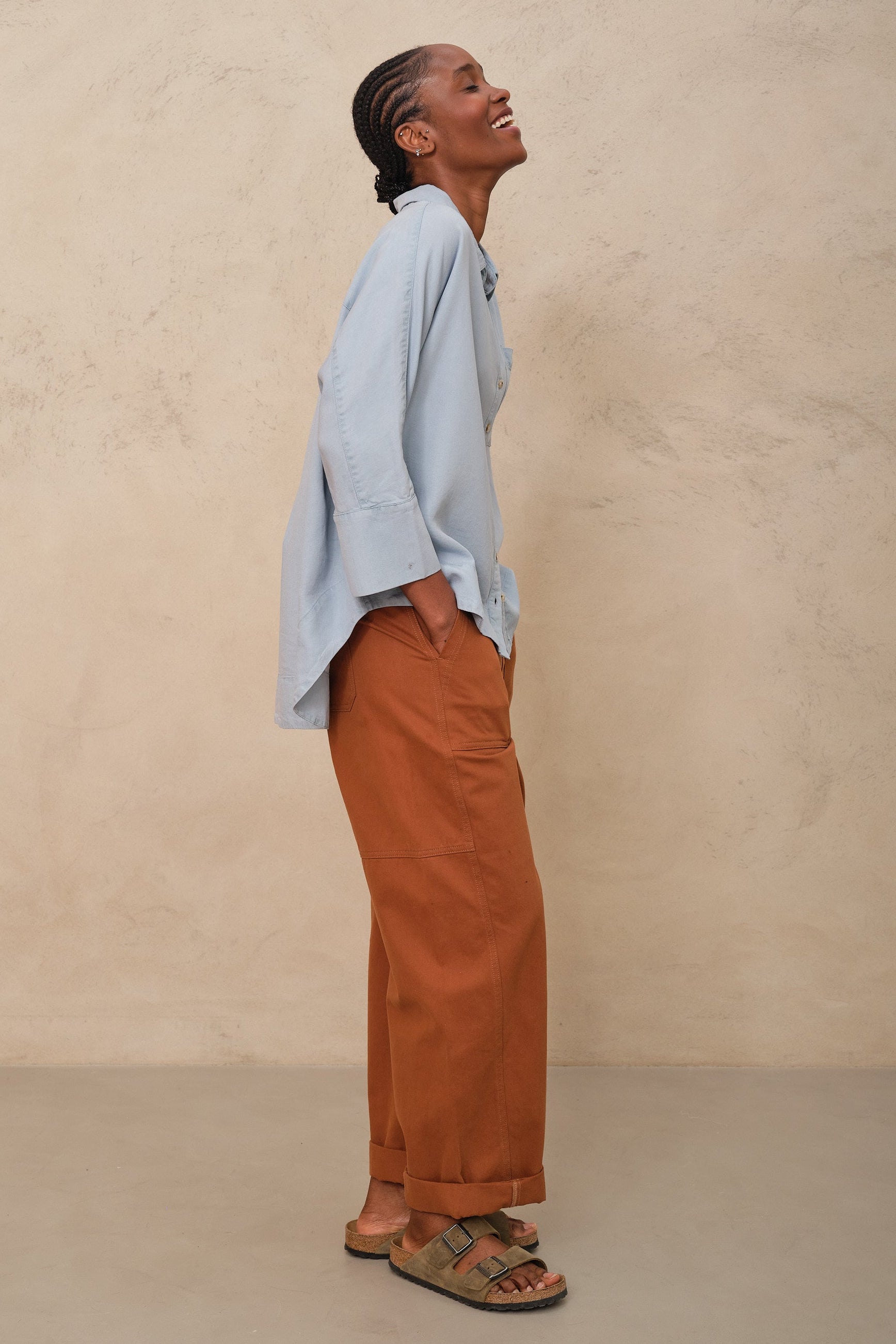 Billie Barrel Leg Trousers - Camel