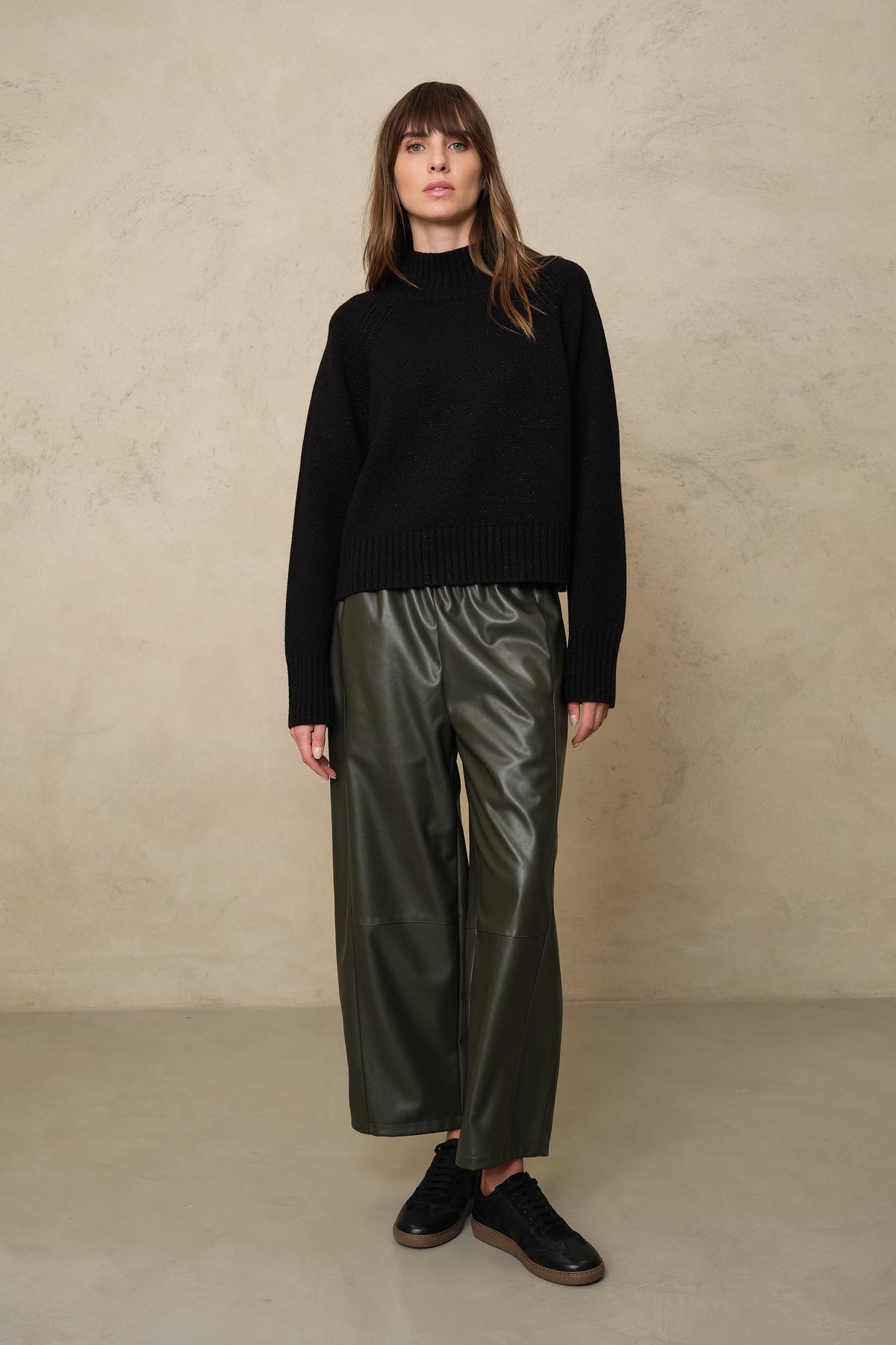 Blythe funnel neck cropped jumper in black sparkle