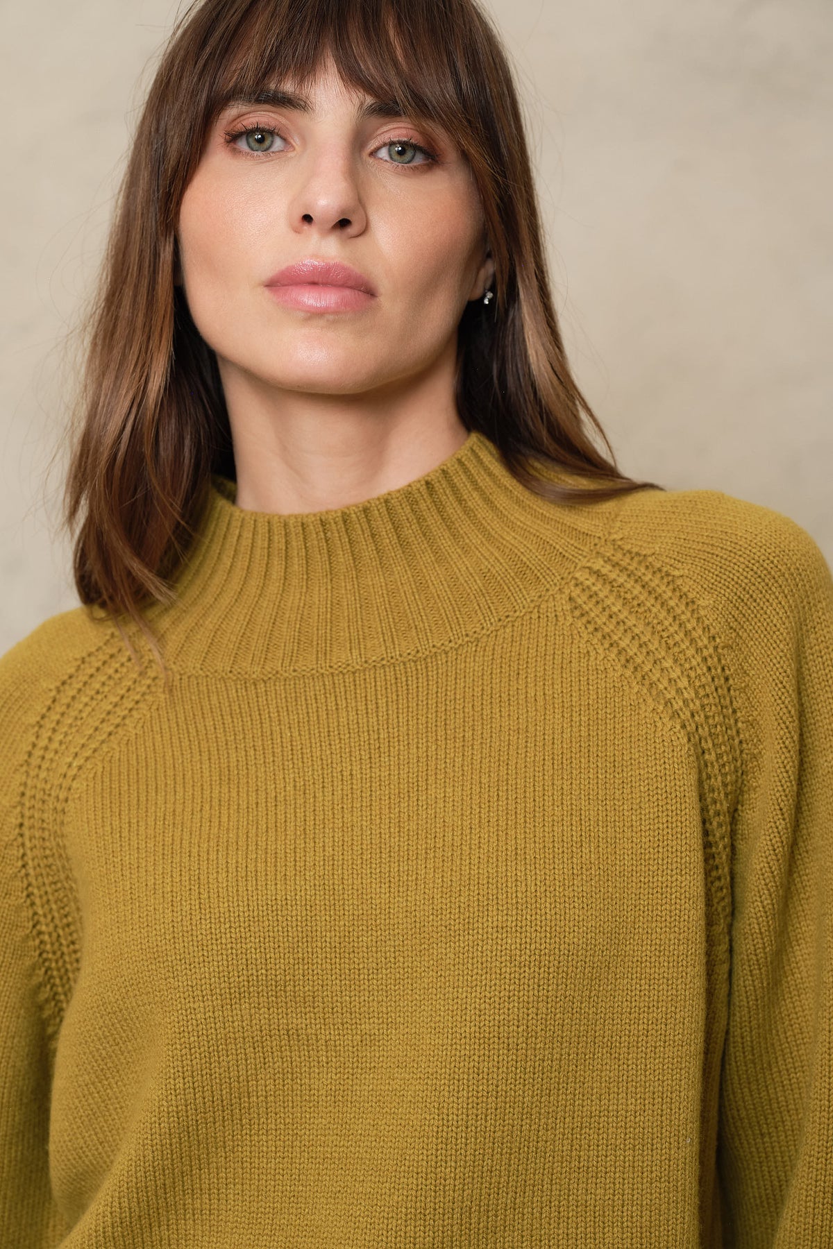 Blythe funnel neck cropped jumper in turmeric