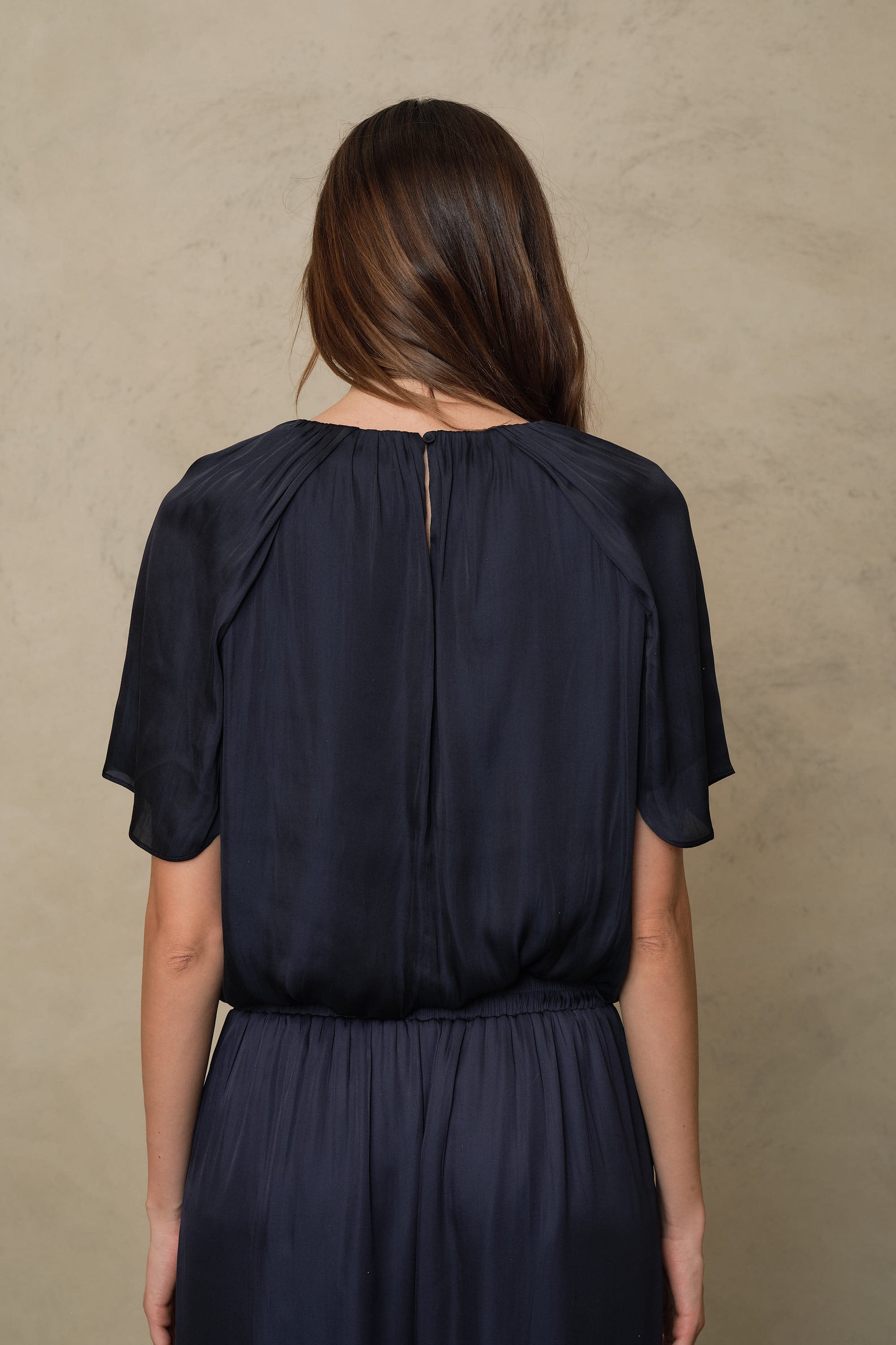 Sylvie Draped Blouse - Navy